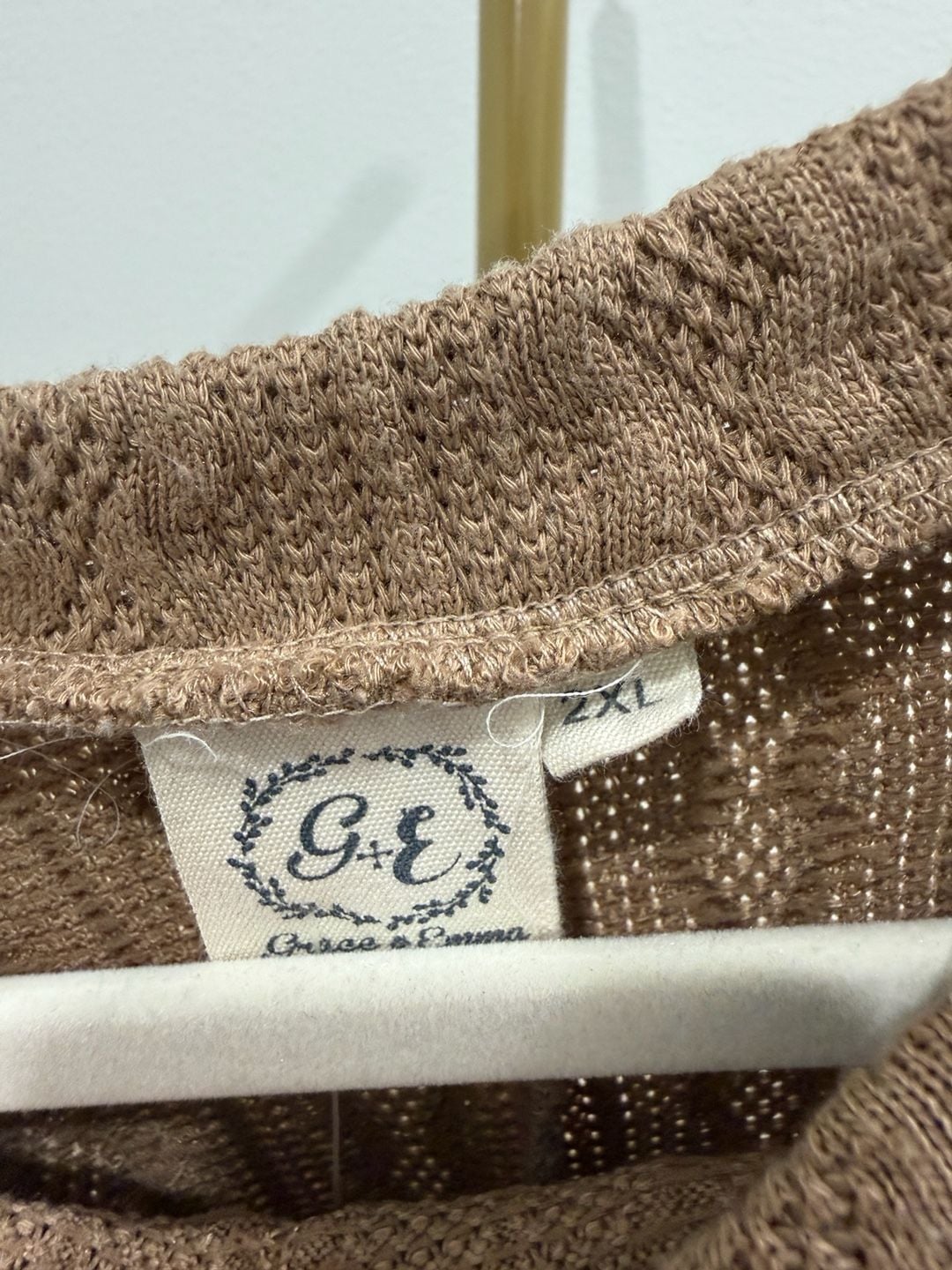 Grace & Emma Sweater Size 2XL Brown Cable Knit Long Sleeve 4