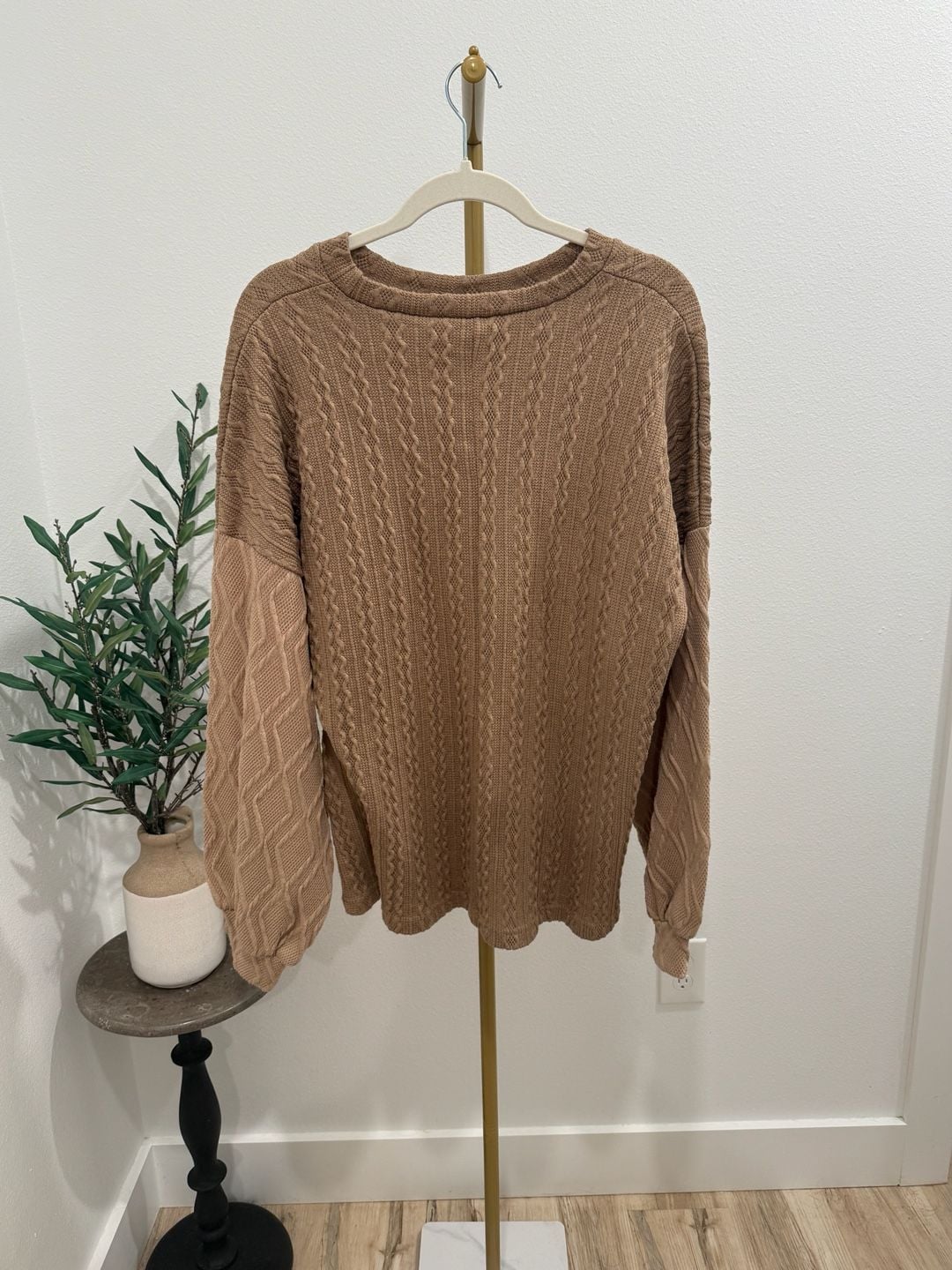 Grace & Emma Sweater Size 2XL Brown Cable Knit Long Sleeve 5