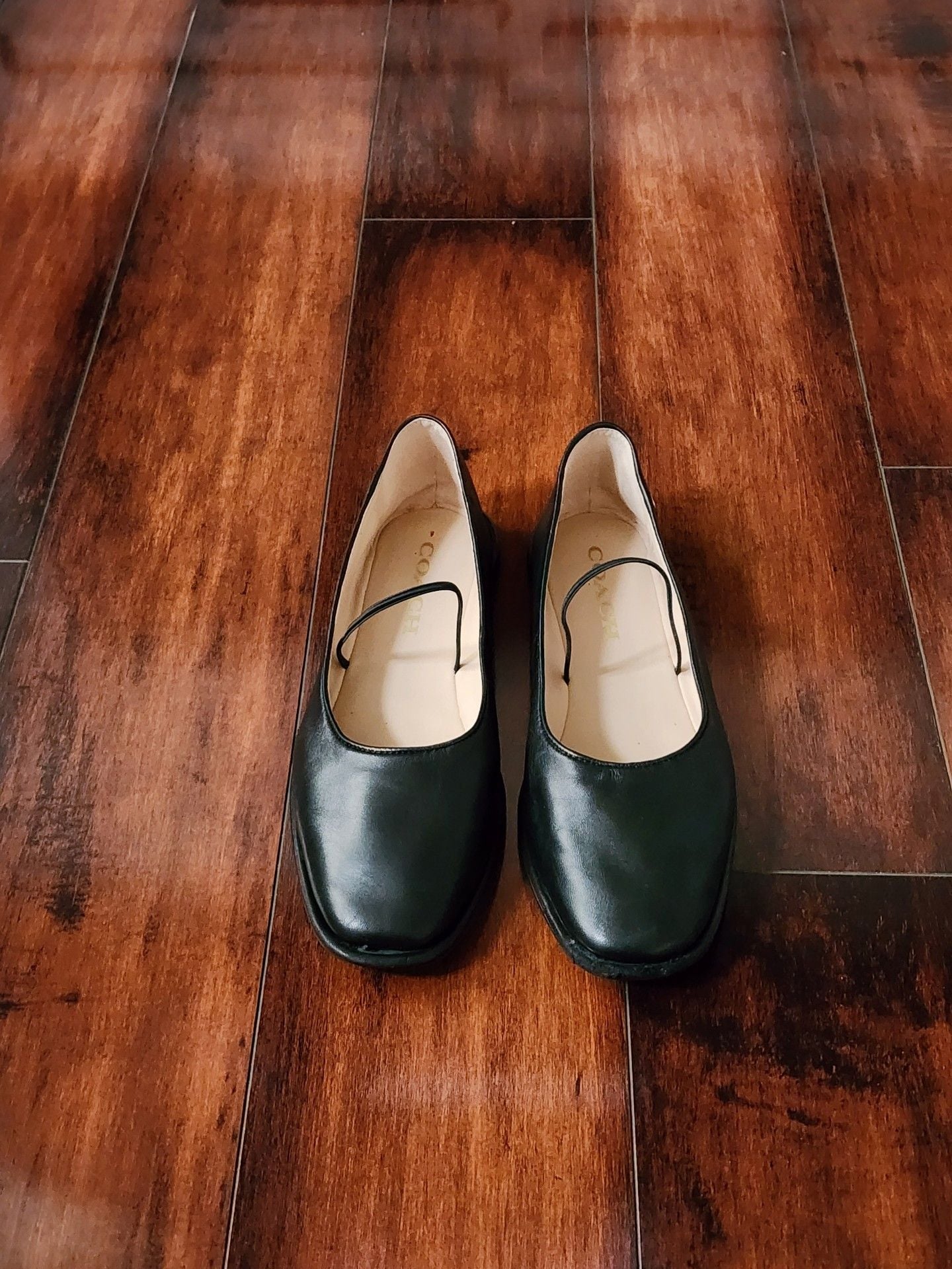 COACH Emilia Mary Jane Flats – Black Leather – Women’s 7.5 3