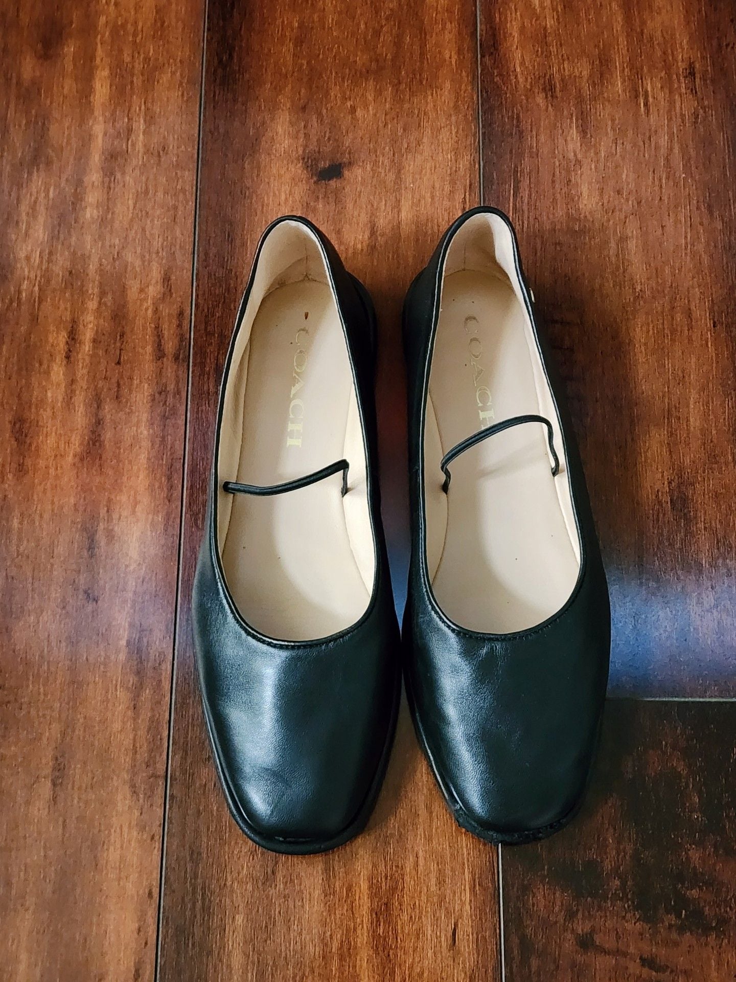 COACH Emilia Mary Jane Flats – Black Leather – Women’s 7.5 4
