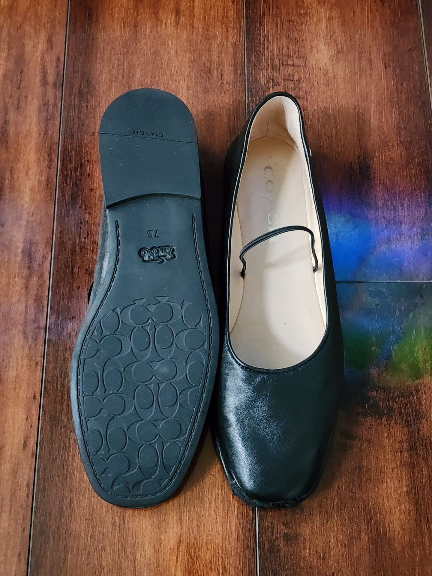 COACH Emilia Mary Jane Flats – Black Leather – Women’s 7.5 9