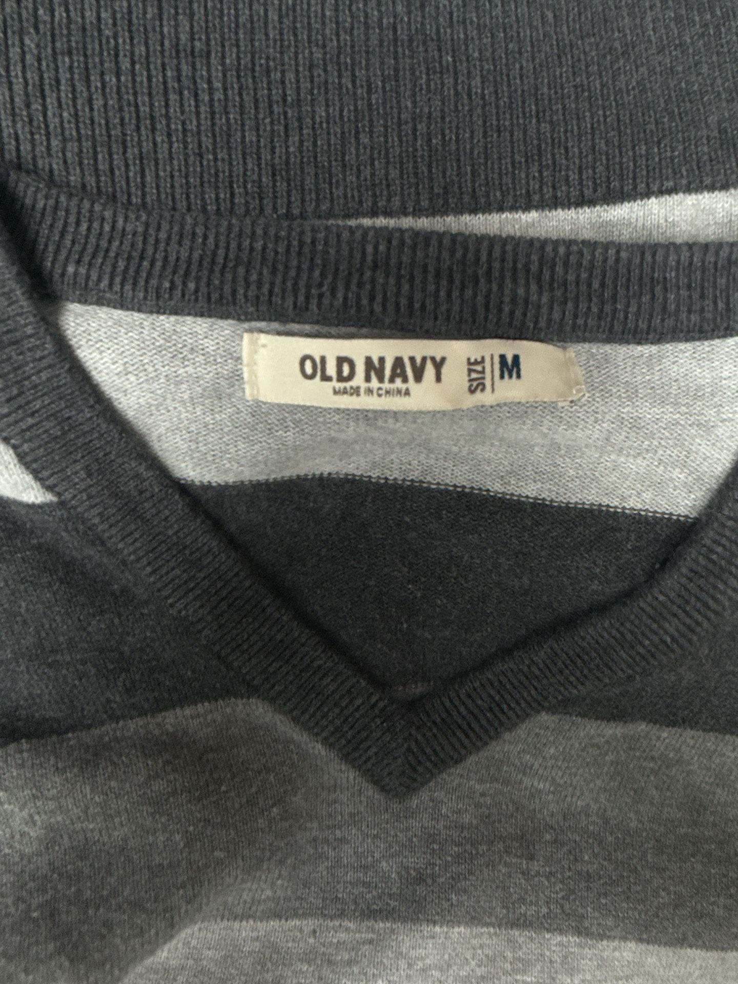 Old Navy V-Neck Striped Sweater Size M Gray 5