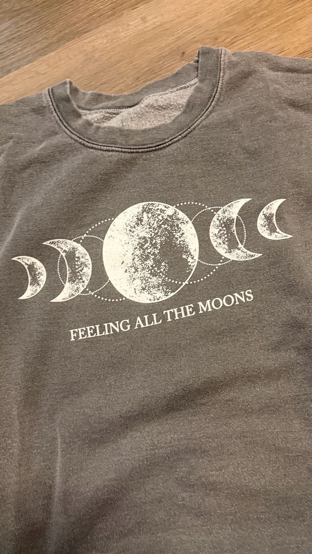 Feeling All The Moons Graphic Sweatshirt Gray Vintage Wash 3