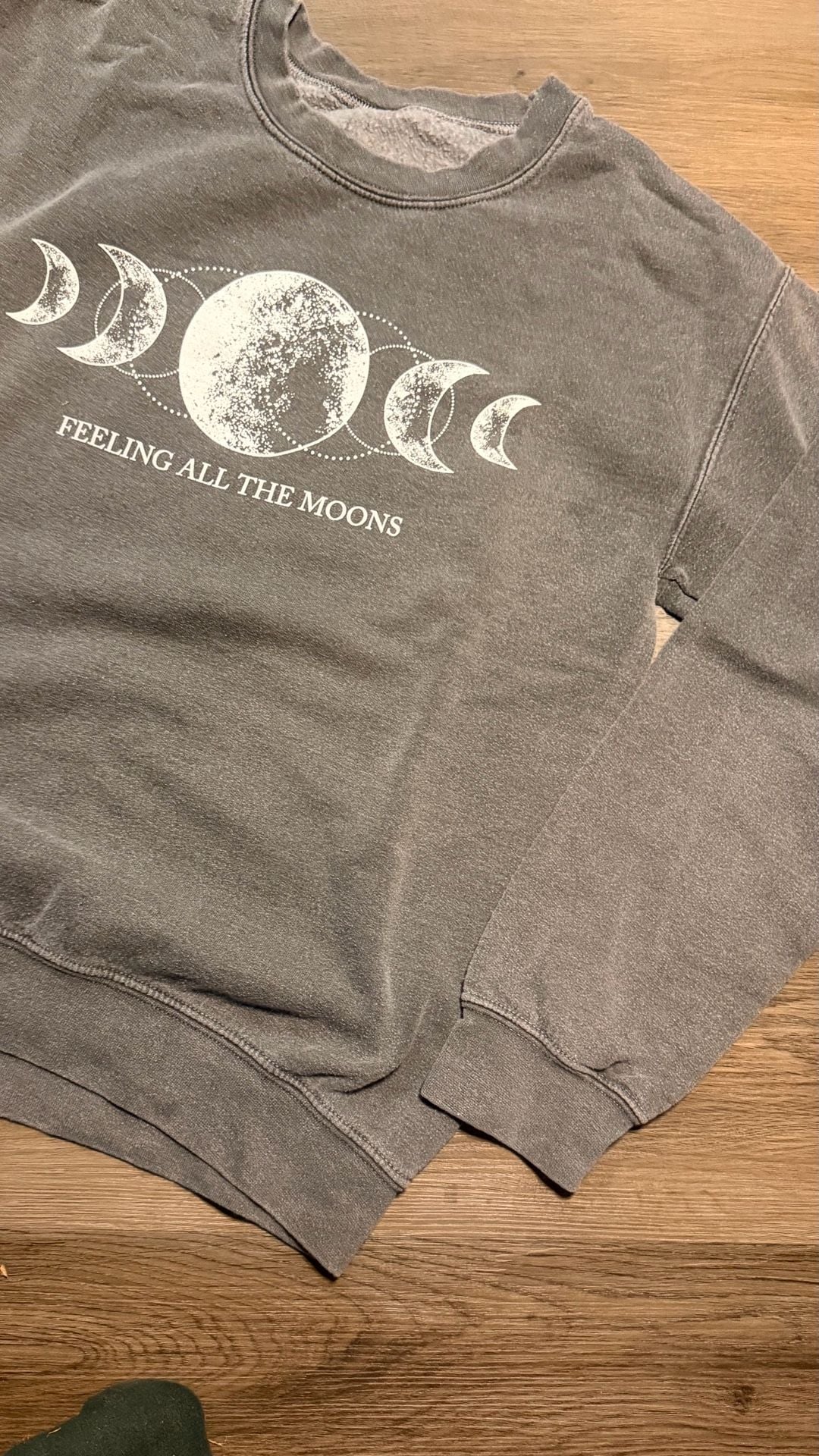Feeling All The Moons Graphic Sweatshirt Gray Vintage Wash 4