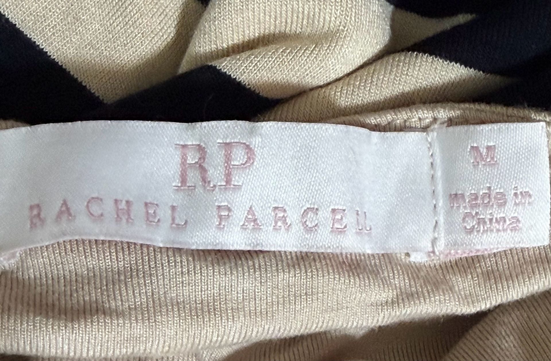Rachel Parcel Striped Halter Midi Dress Size M Black Beige 4