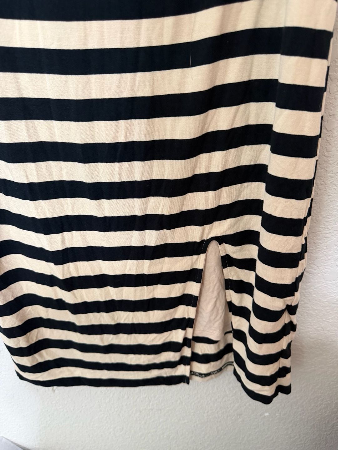 Rachel Parcel Striped Halter Midi Dress Size M Black Beige 6