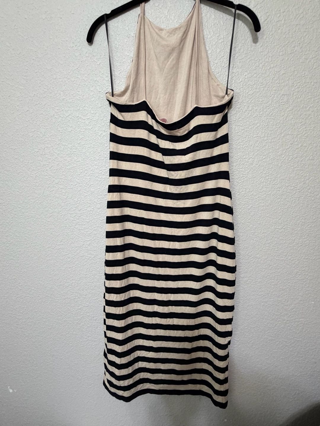 Rachel Parcel Striped Halter Midi Dress Size M Black Beige 8