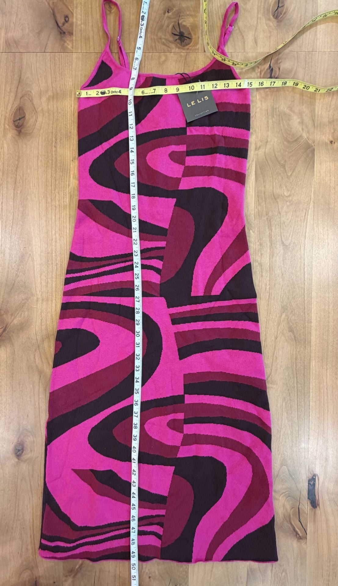 Le Lis Collection Knit Midi Dress Size L Pink Swirl 3