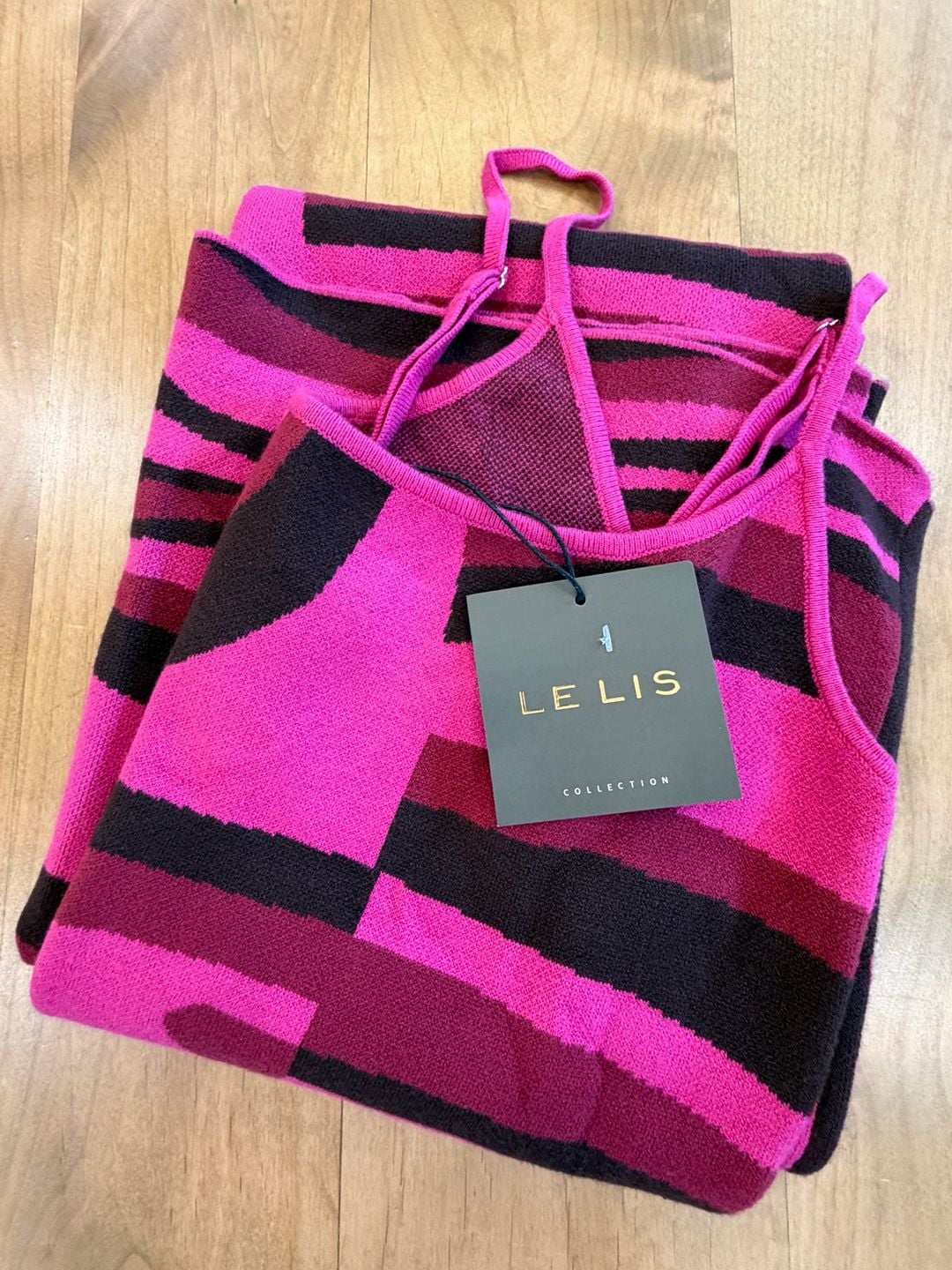 Le Lis Collection Knit Midi Dress Size L Pink Swirl 6