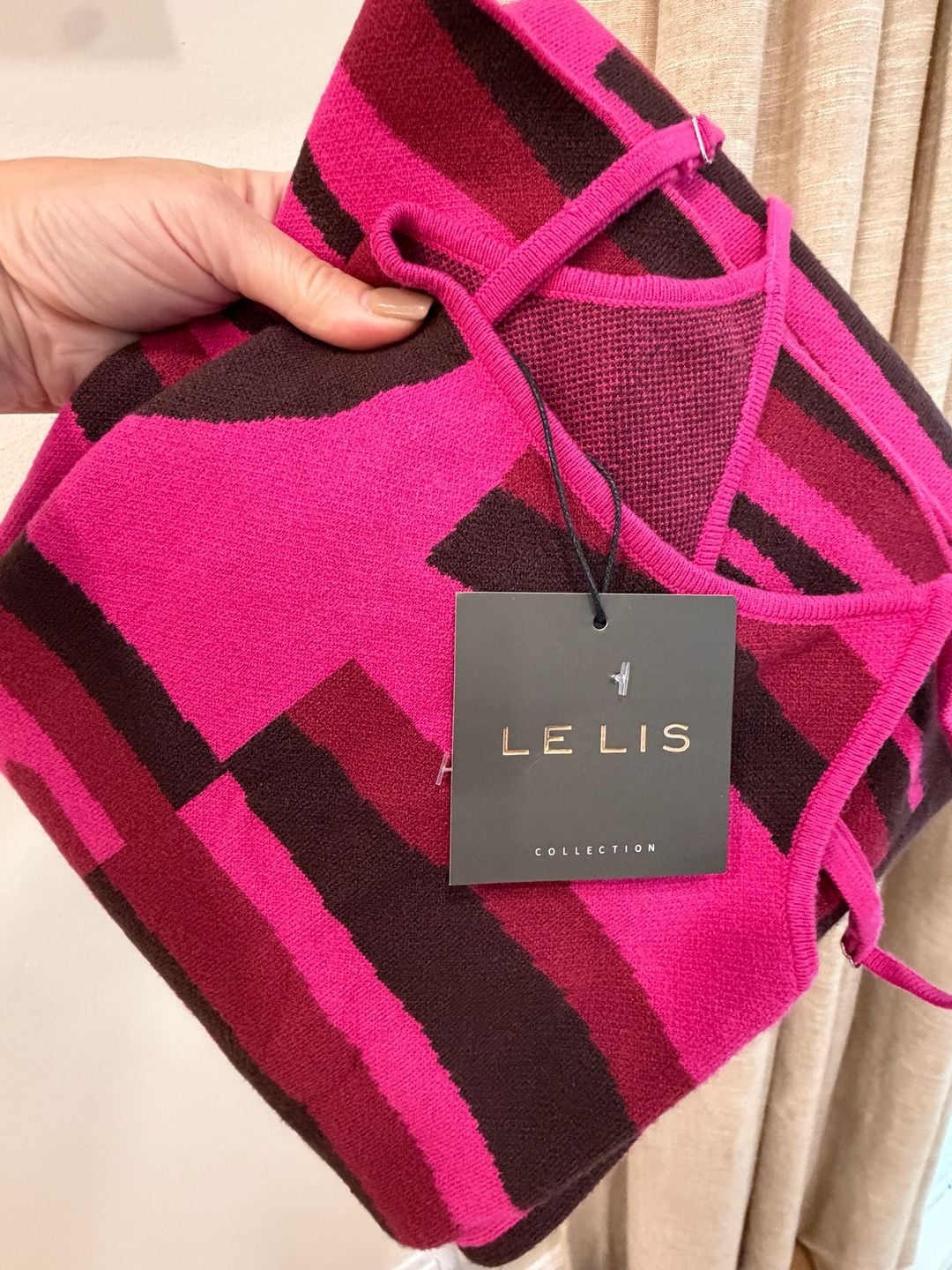 Le Lis Collection Knit Midi Dress Size L Pink Swirl 10