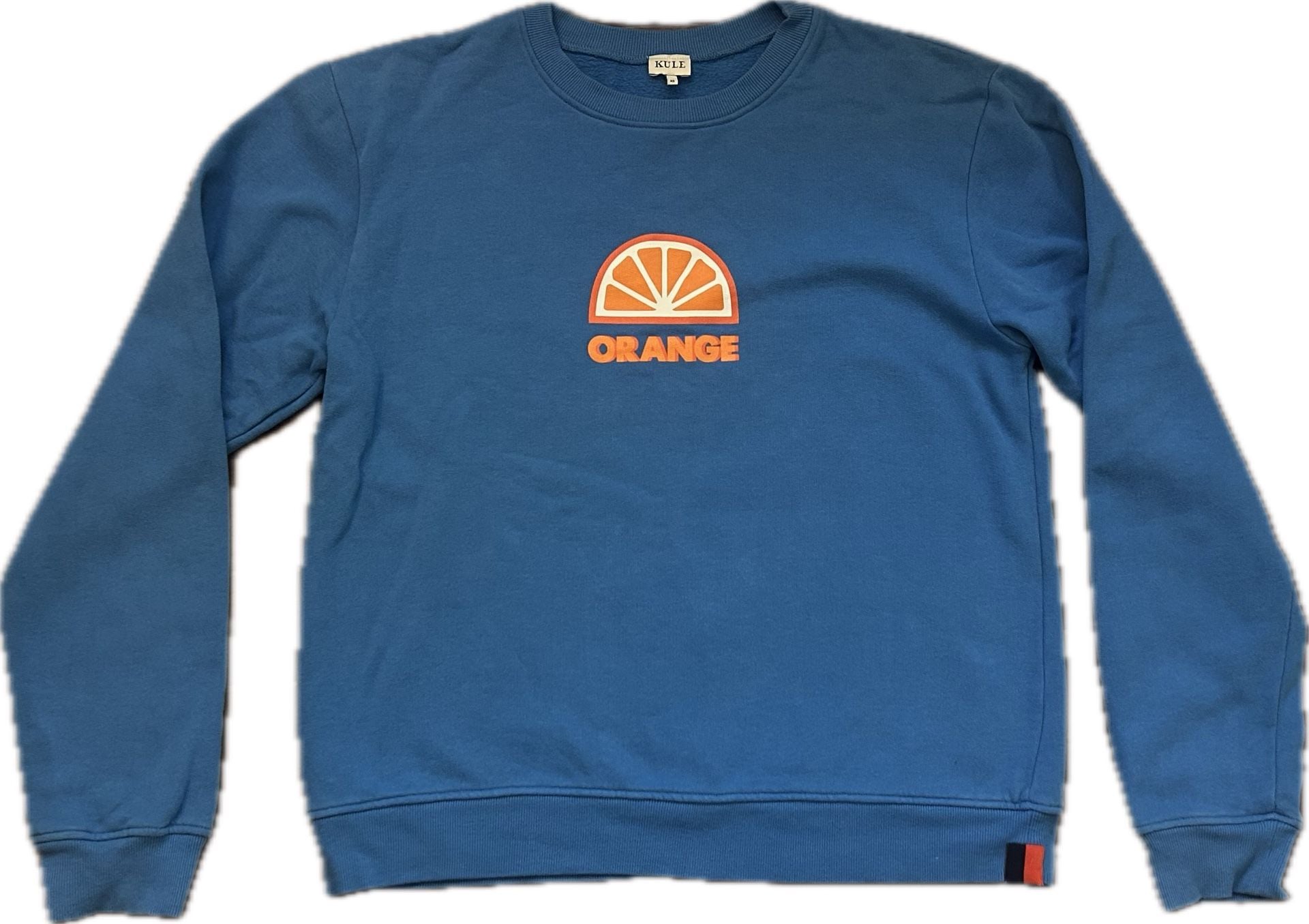 KULE Orange Graphic Sweatshirt Size XS Blue Pullover 3