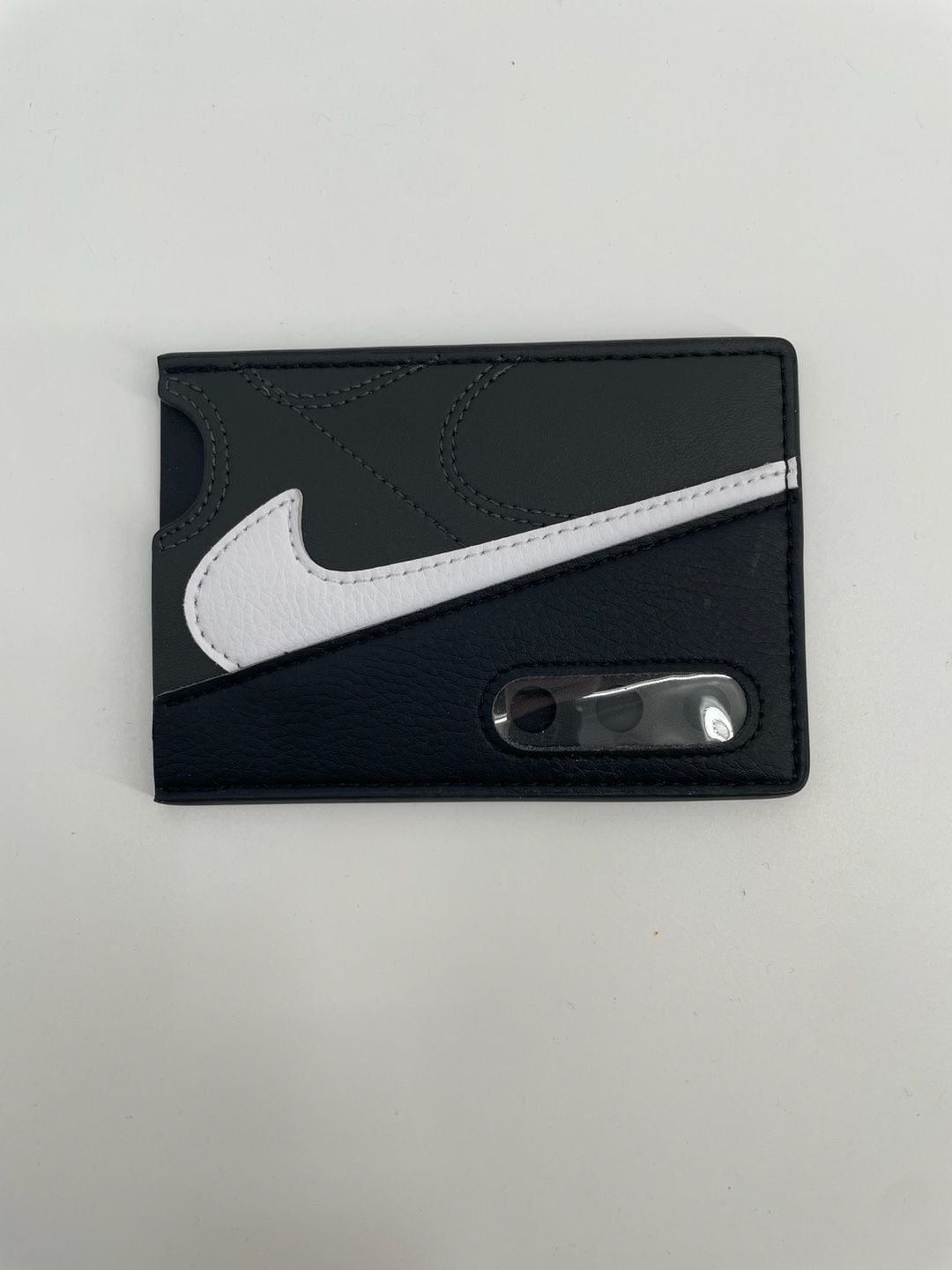 Nike Leather Card Holder Wallet Black White 2
