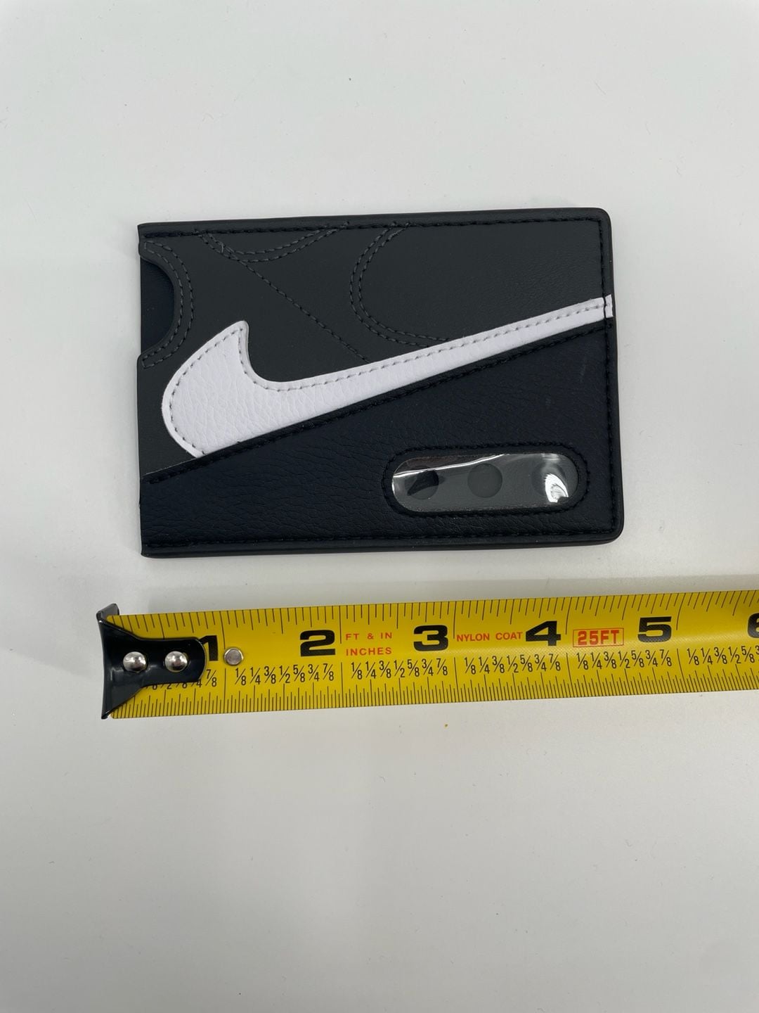 Nike Leather Card Holder Wallet Black White 4