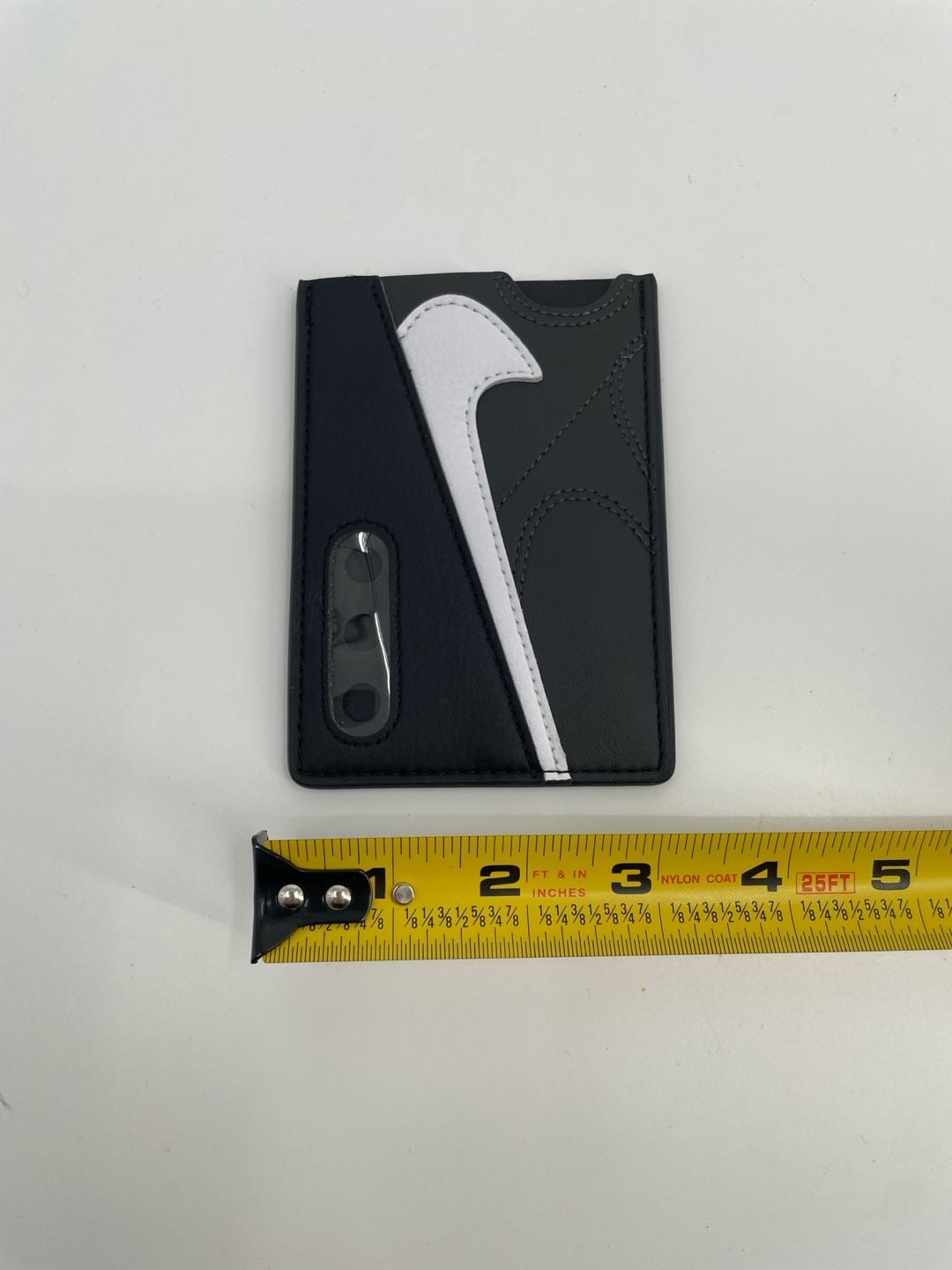 Nike Leather Card Holder Wallet Black White 5