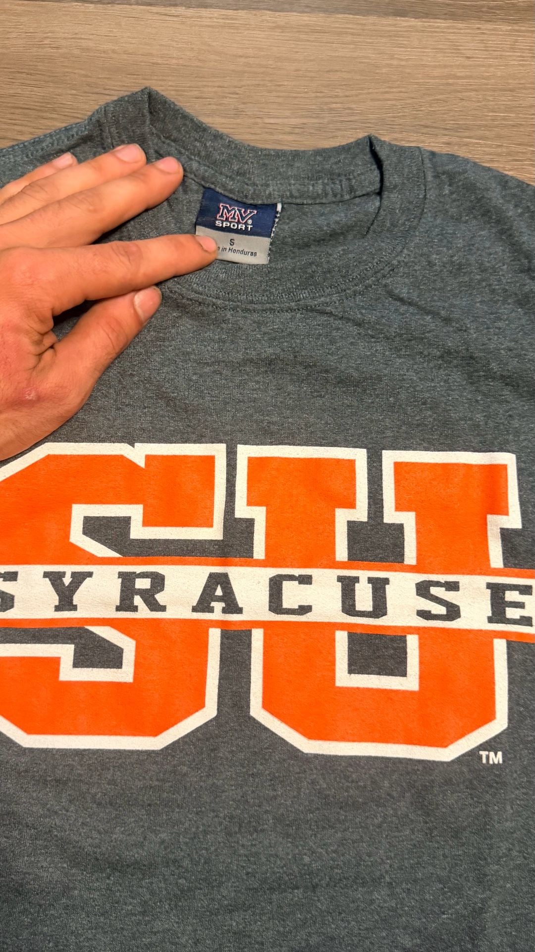 MV Sport Syracuse University T-Shirt Size S Gray Orange Graphic Tee 5