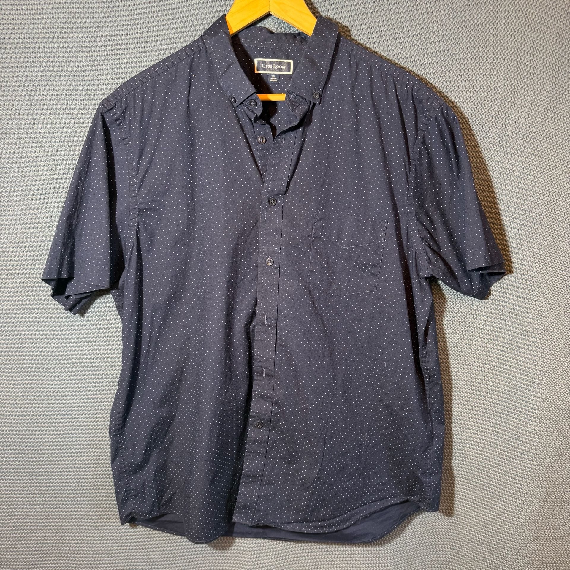 Club Room Short Sleeve Button Down Shirt Size XL Blue Polka Dot 2