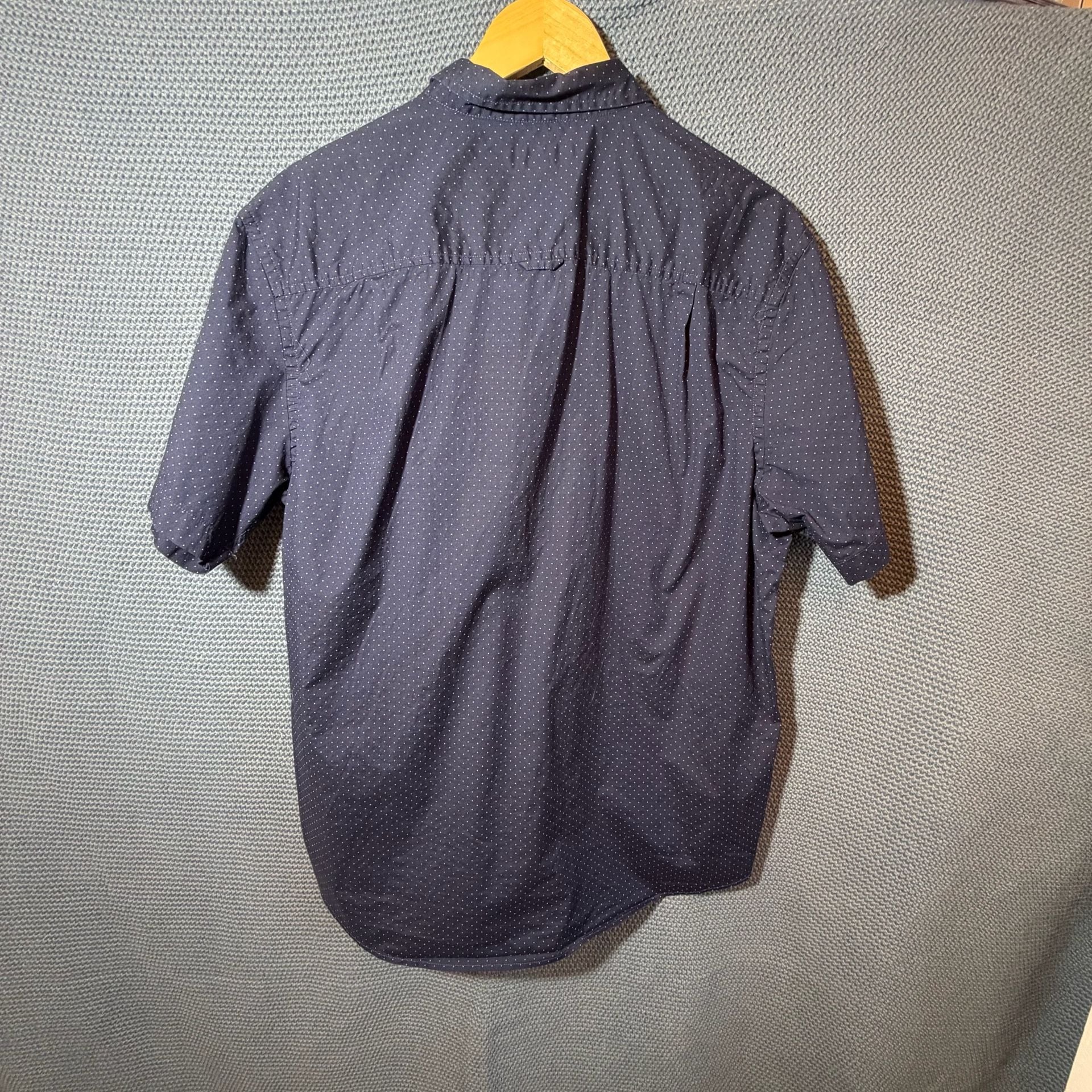 Club Room Short Sleeve Button Down Shirt Size XL Blue Polka Dot 5