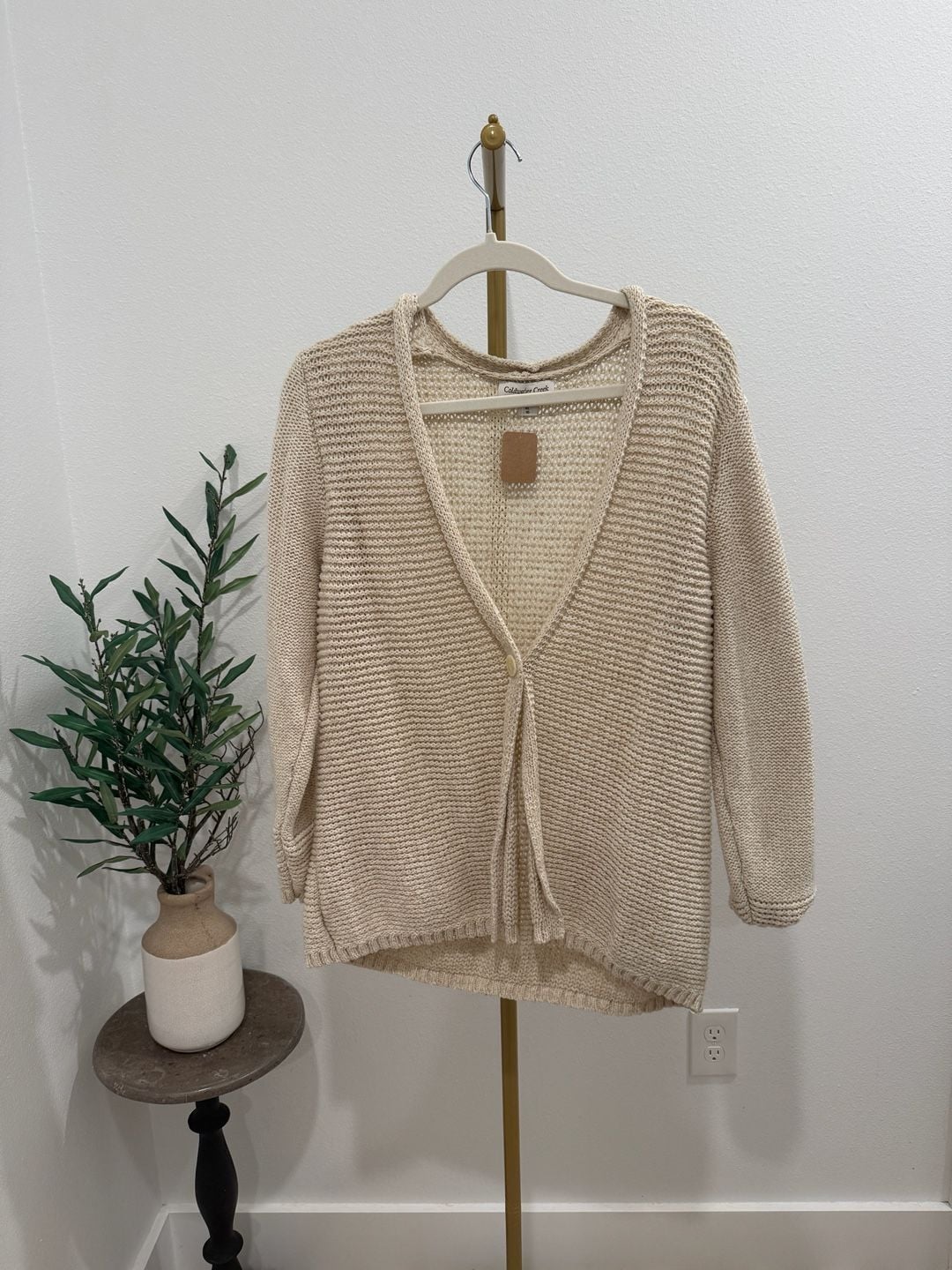 Coldwater Creek Cardigan Size XL 16 Beige Open Knit Sweater 2