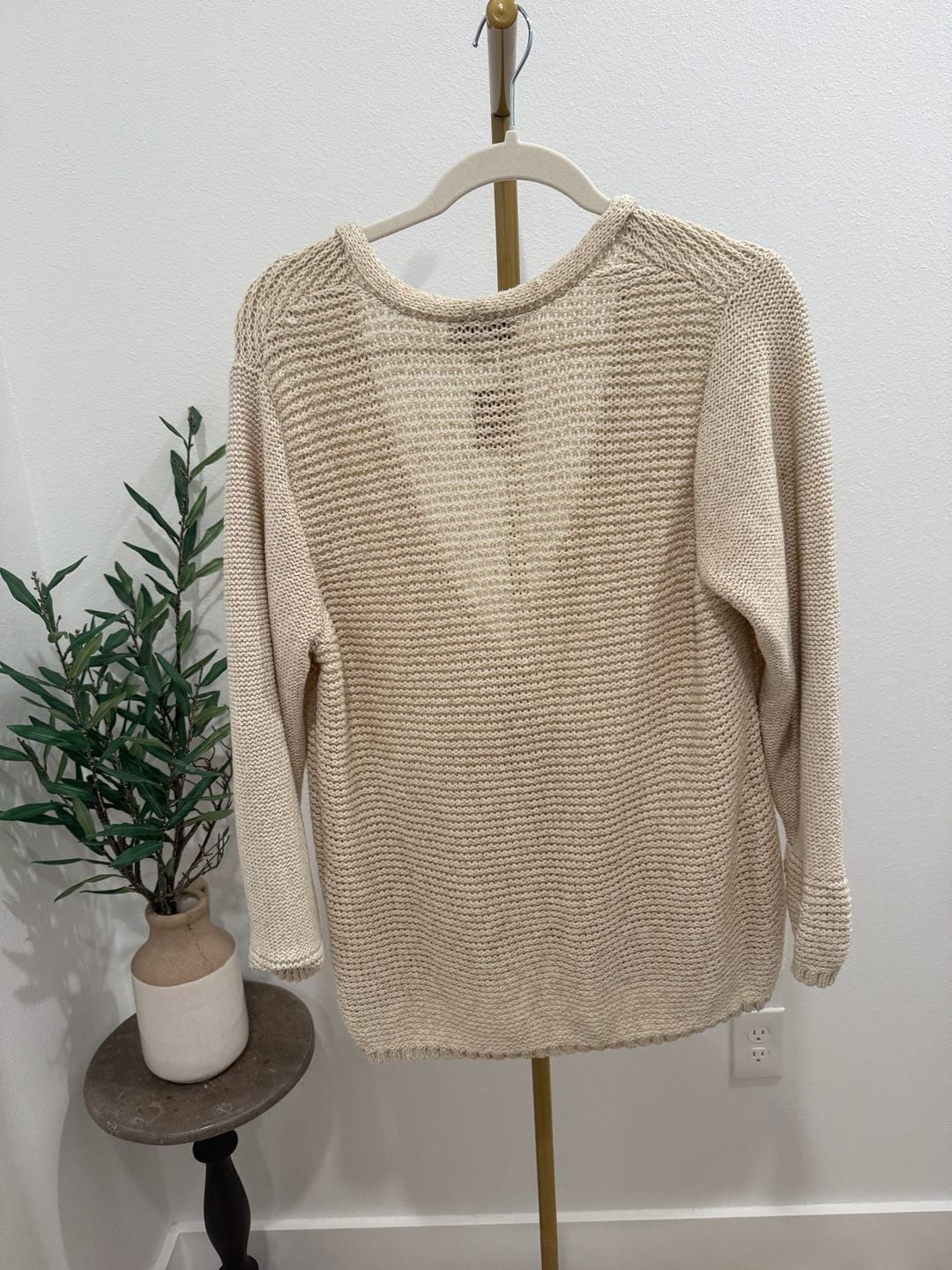 Coldwater Creek Cardigan Size XL 16 Beige Open Knit Sweater 3