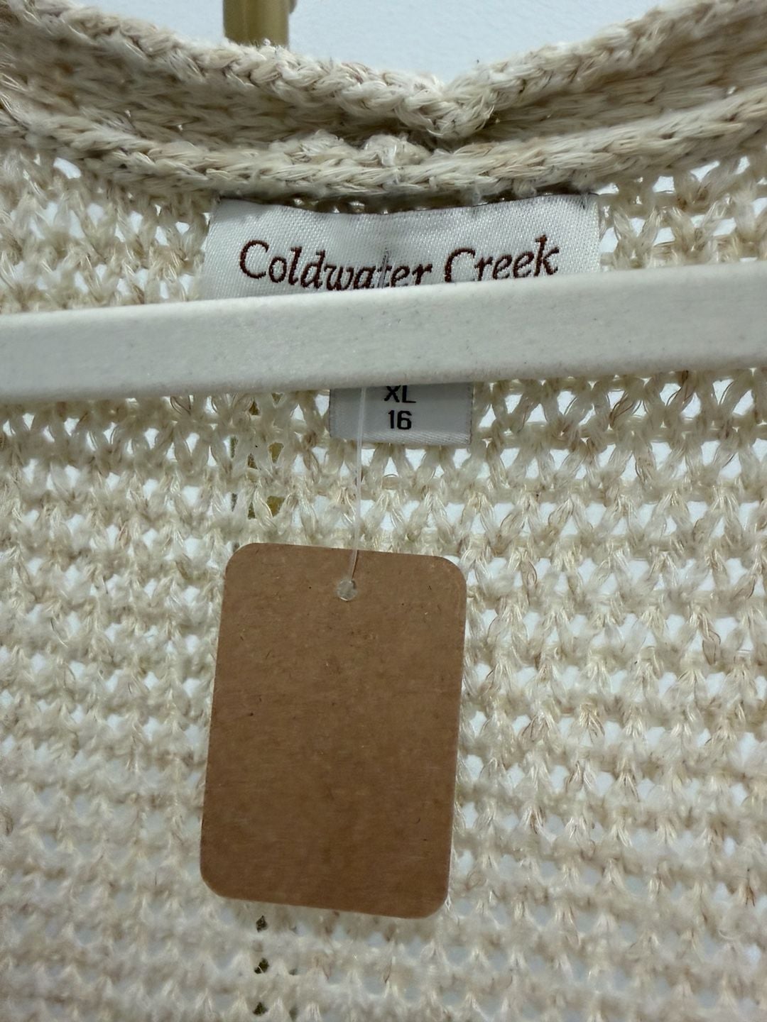 Coldwater Creek Cardigan Size XL 16 Beige Open Knit Sweater 5