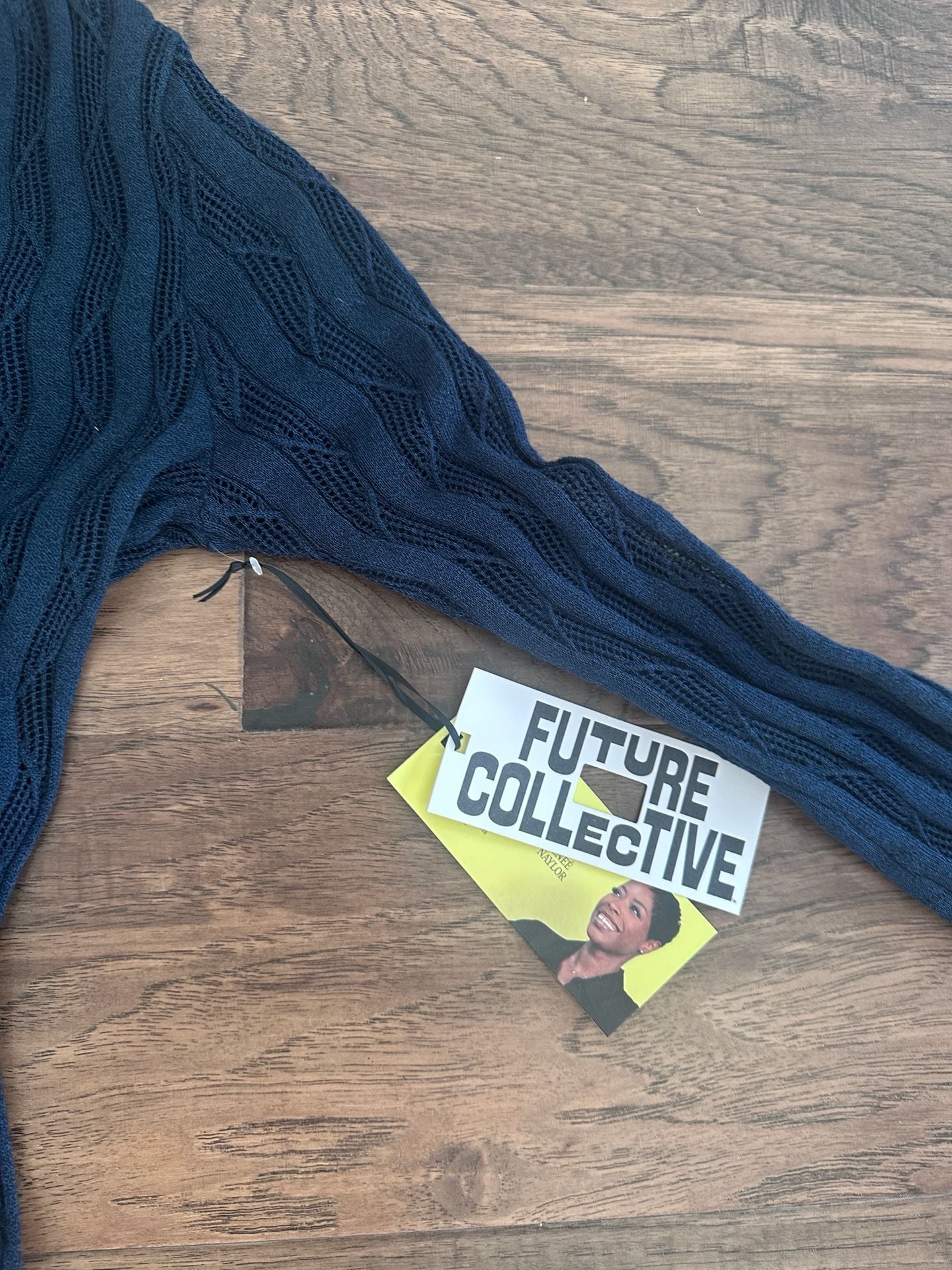 Future Collective Open Stitch Maxi Dress Blue Long Sleeve XL 7