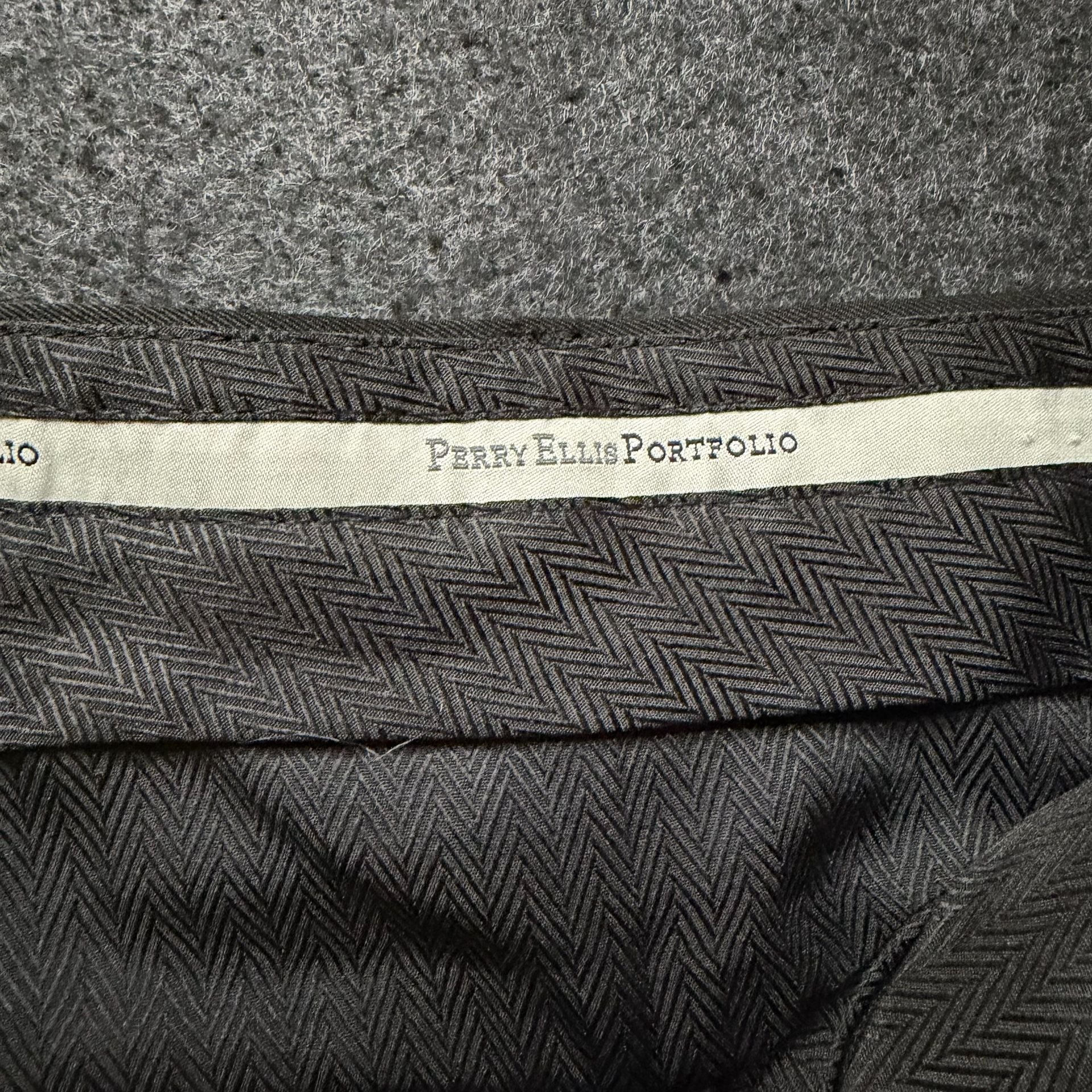 Perry Ellis Portfolio Dress Pants 34x30 Black Pleated Polyester 4