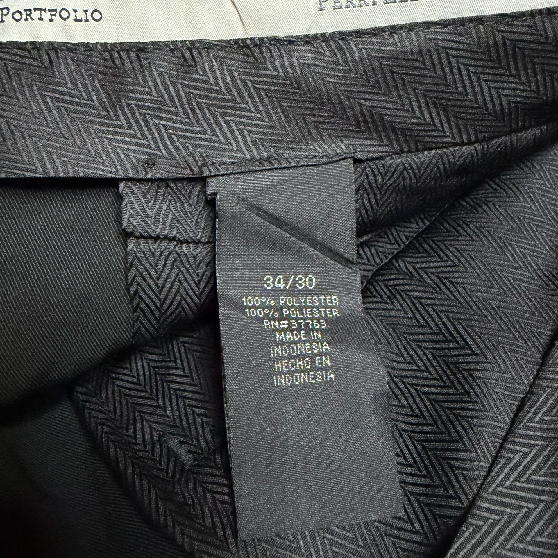 Perry Ellis Portfolio Dress Pants 34x30 Black Pleated Polyester 5