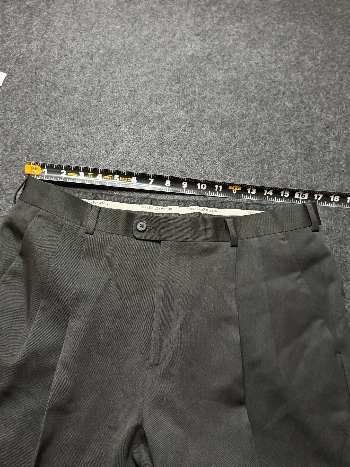 Perry Ellis Portfolio Dress Pants 34x30 Black Pleated Polyester 9