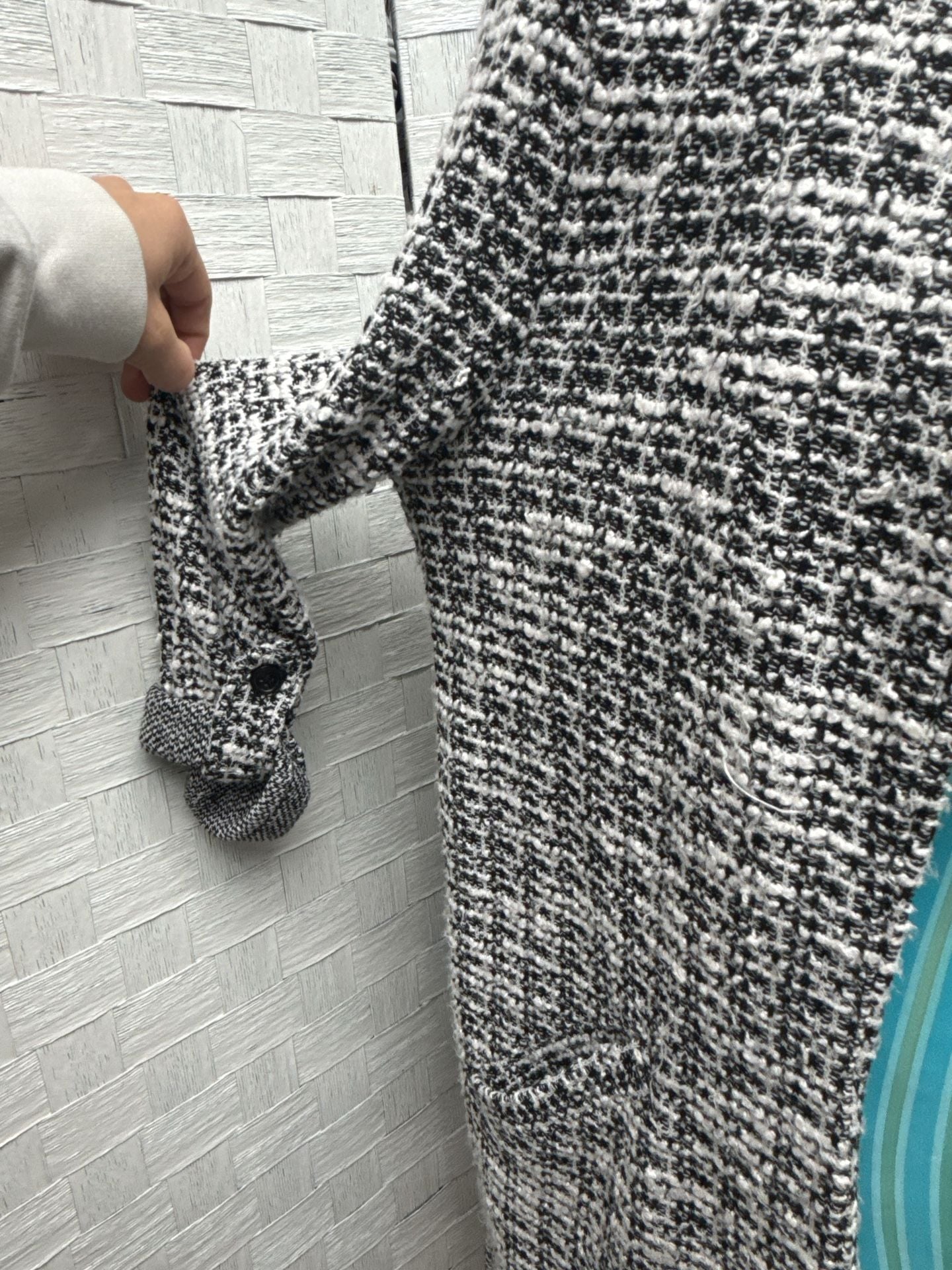Odyssey & Parker Black White Tweed Cardigan Coat Size S 5