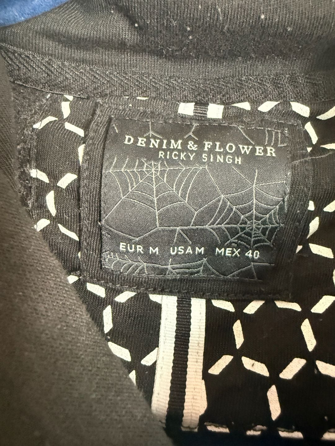 Denim & Flower Ricky Singh Skeleton Hoodie Size M Black White Pullover 4