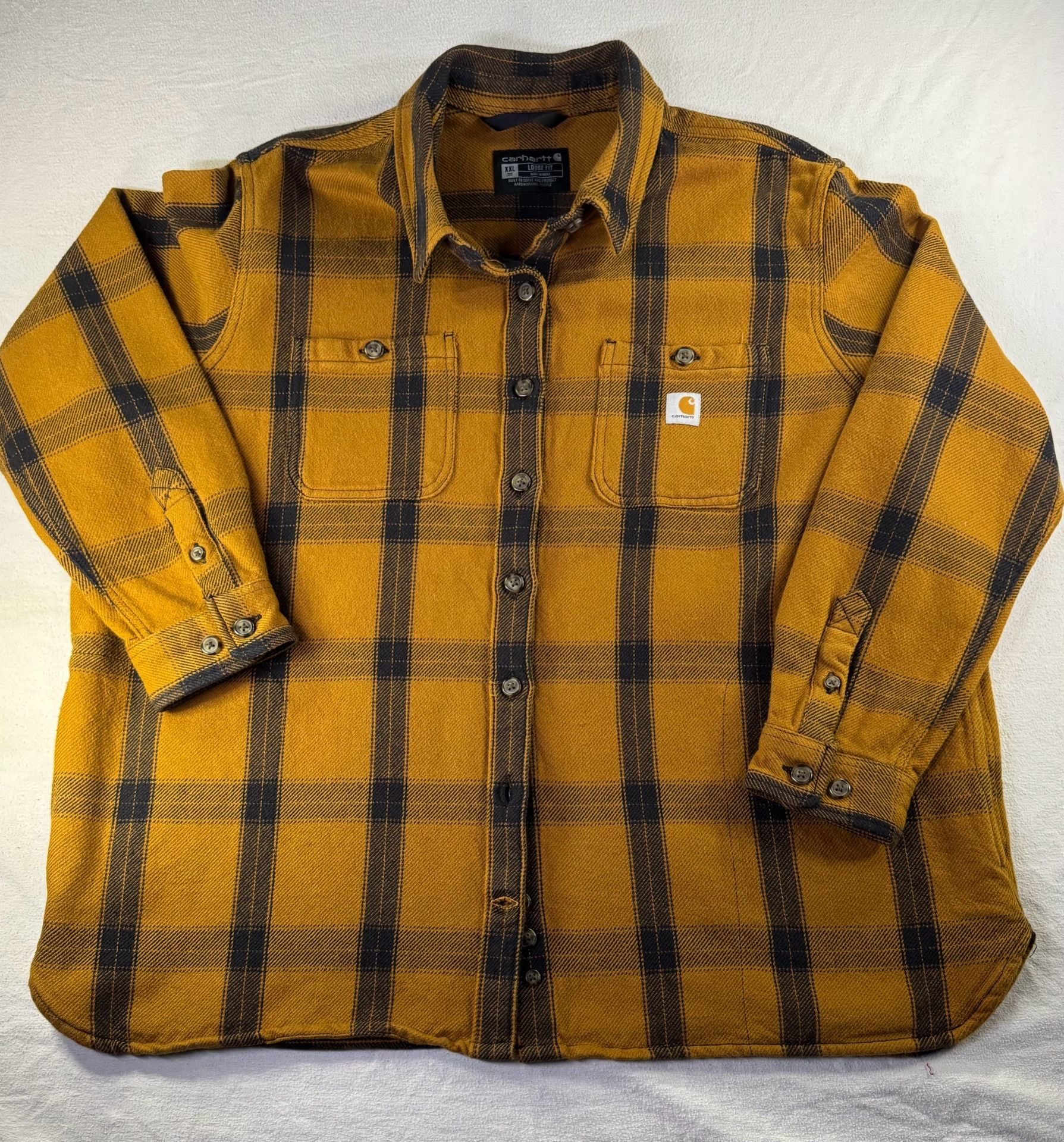 Carhartt Plaid Flannel Shirt Size XXL Loose Fit Brown 2