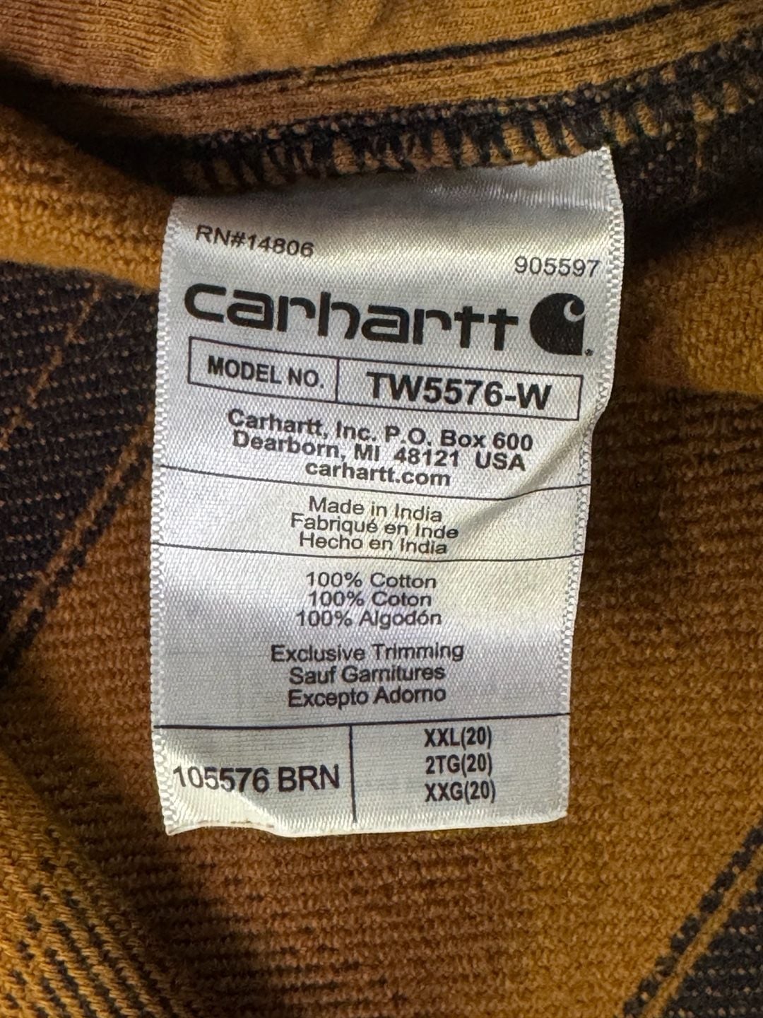 Carhartt Plaid Flannel Shirt Size XXL Loose Fit Brown 5