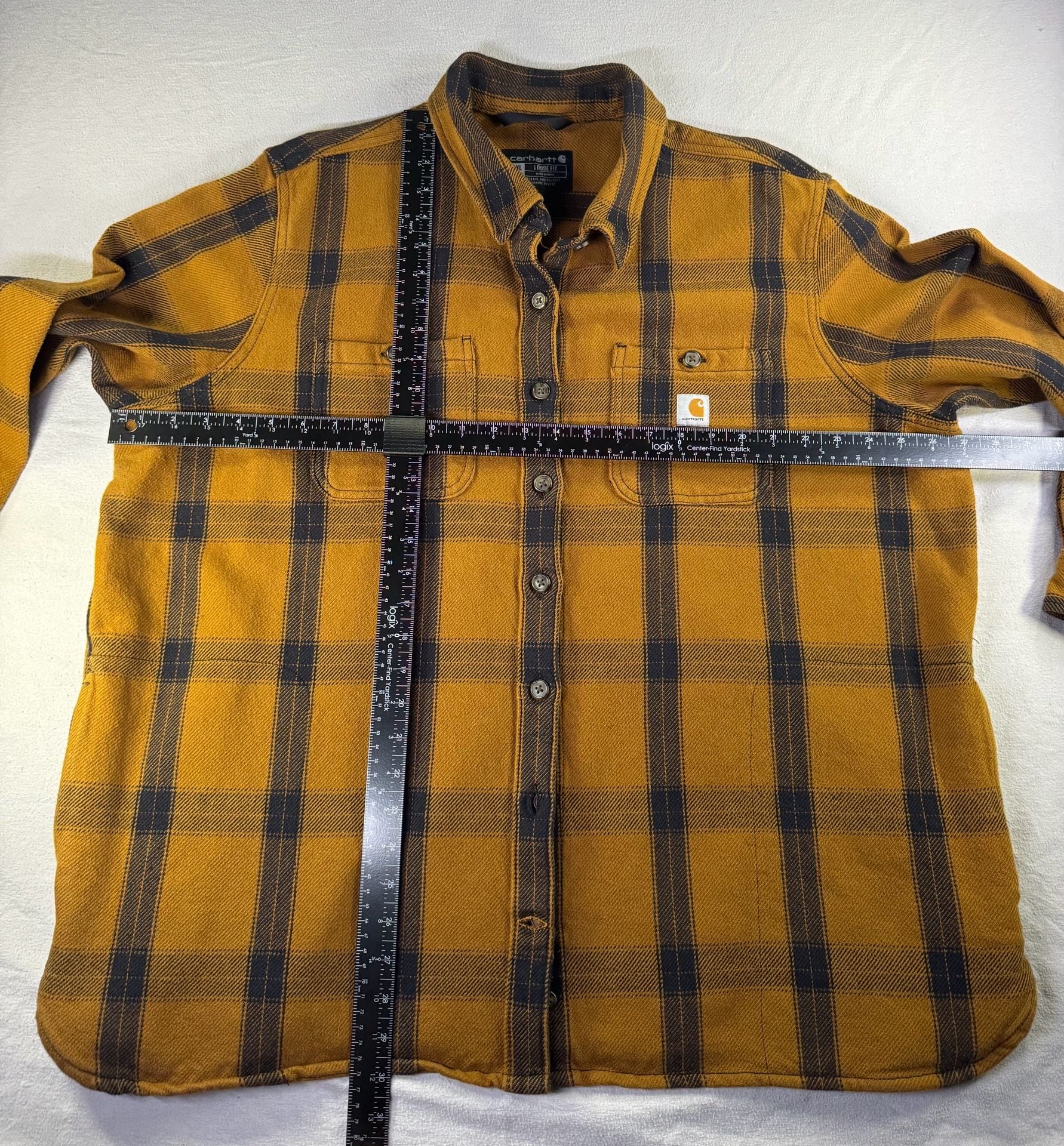 Carhartt Plaid Flannel Shirt Size XXL Loose Fit Brown 7