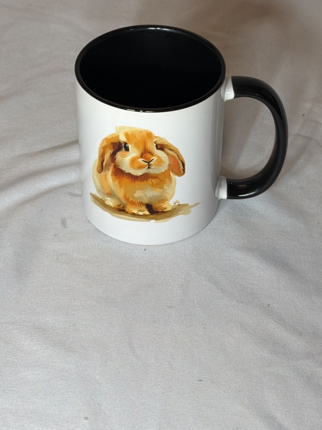 Unbranded Cute Bunny Rabbit Illustration Coffee Mug Black Interior 1