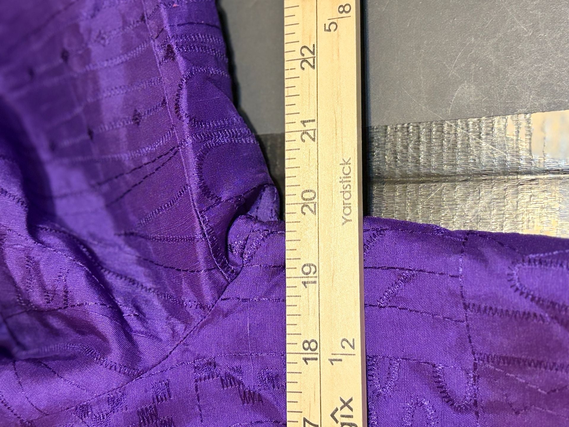 Chico's Silk Blazer Size 1 Purple Textured Open Front Jacket 5