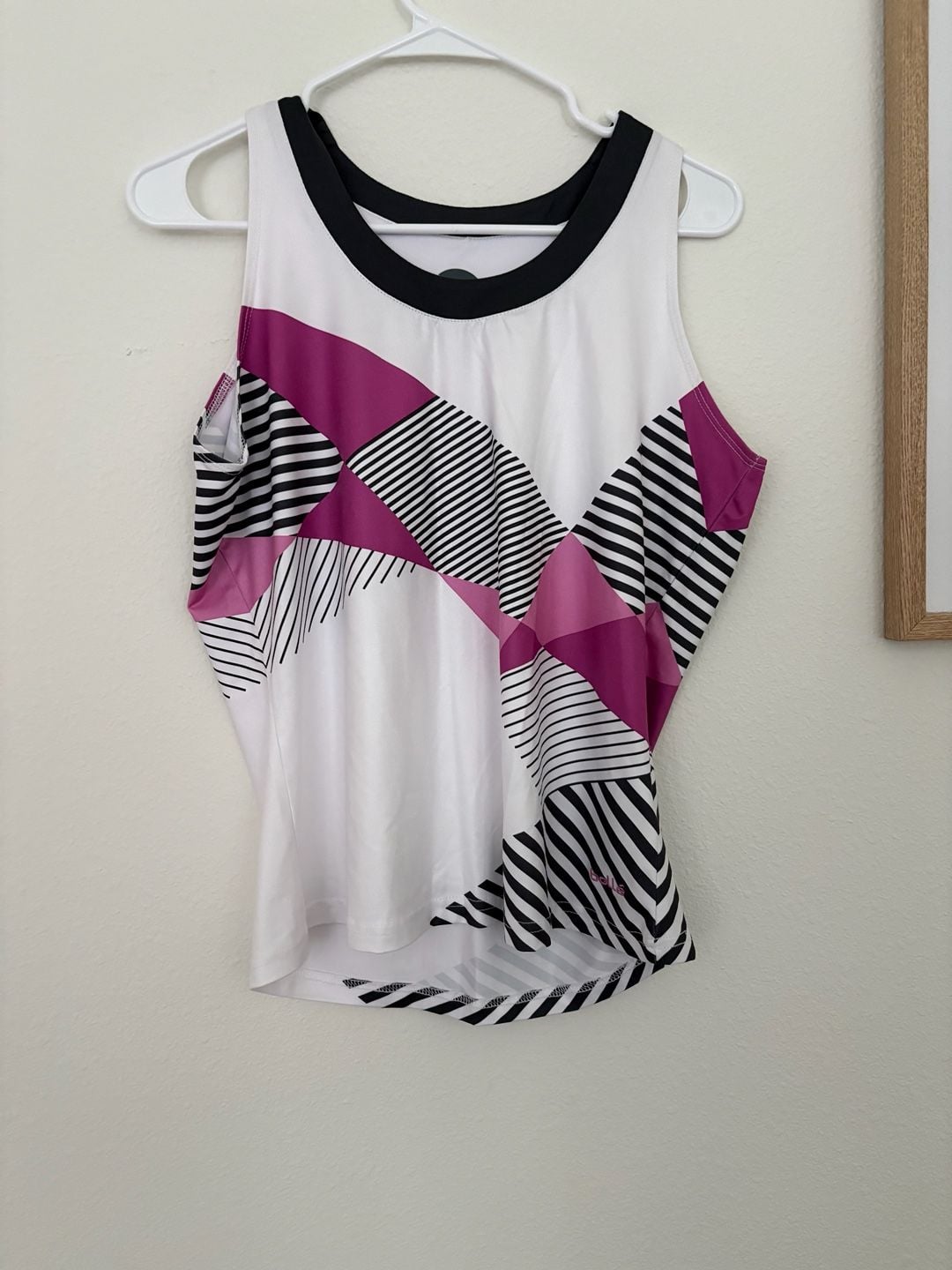 Bollé Athletic Tank Top Size L White Black Pink Geometric 2