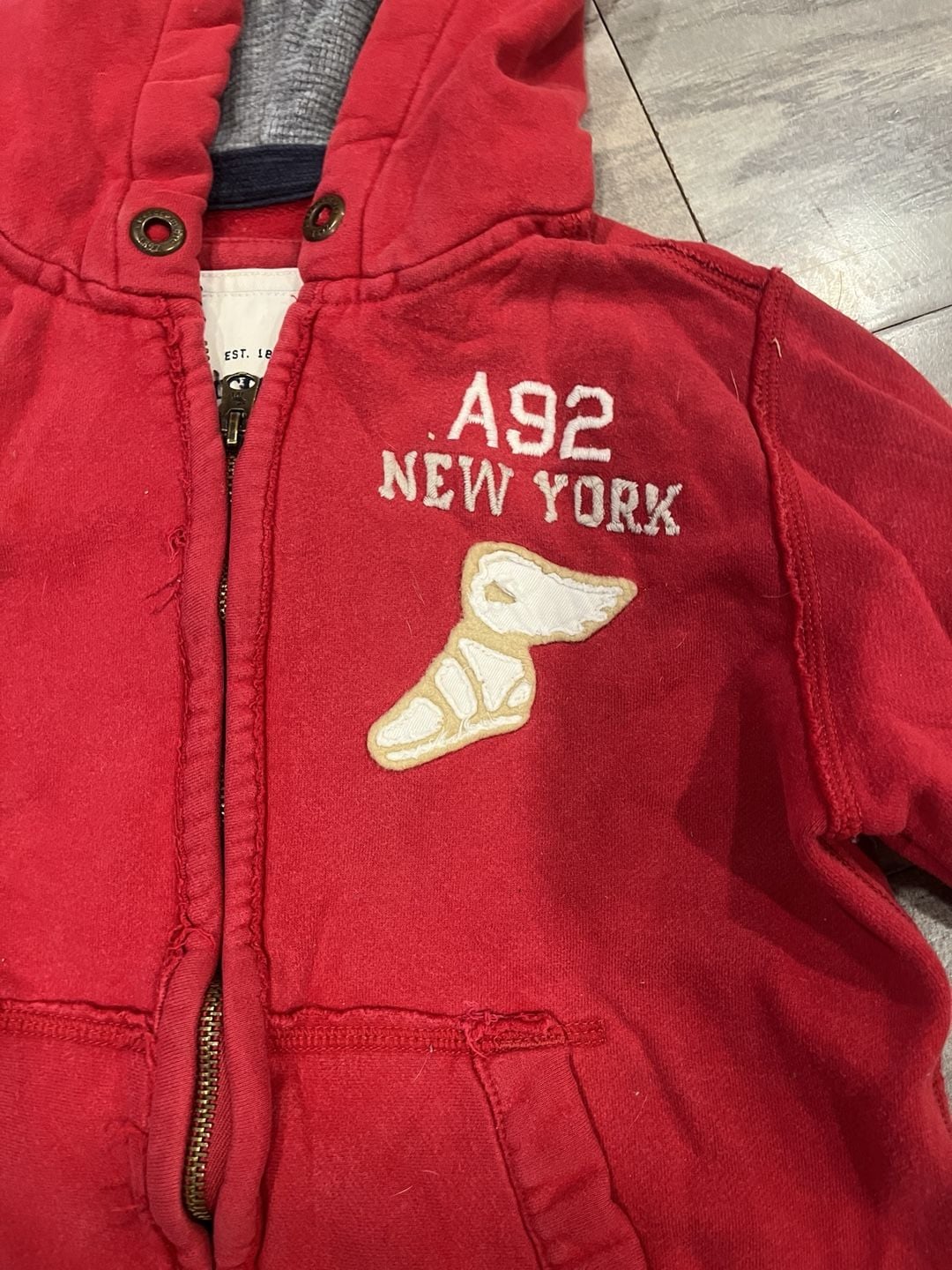 Abercrombie & Fitch Full Zip Hoodie Size Small Red Thermal Lined A92 2