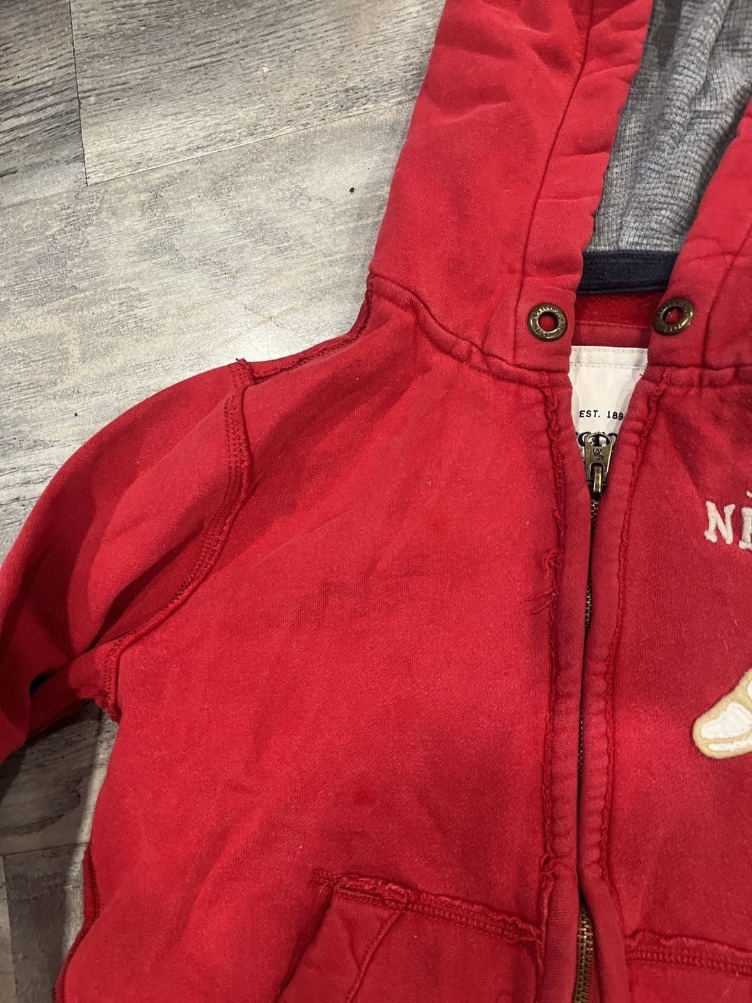 Abercrombie & Fitch Full Zip Hoodie Size Small Red Thermal Lined A92 3