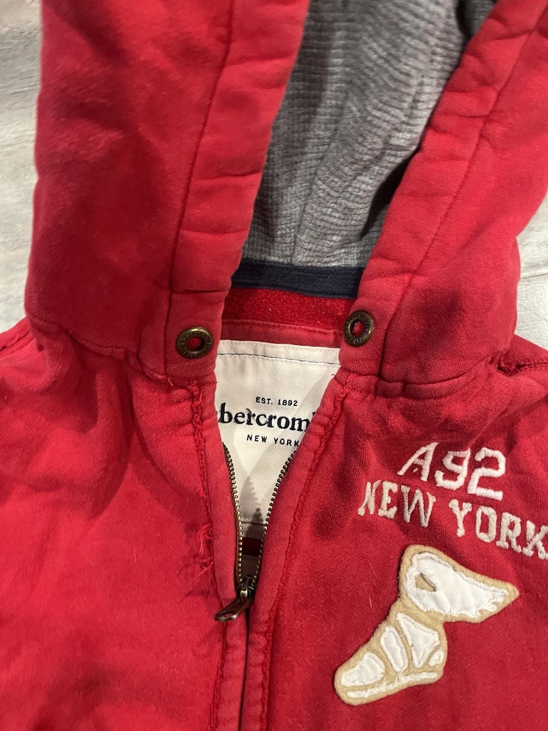 Abercrombie & Fitch Full Zip Hoodie Size Small Red Thermal Lined A92 5