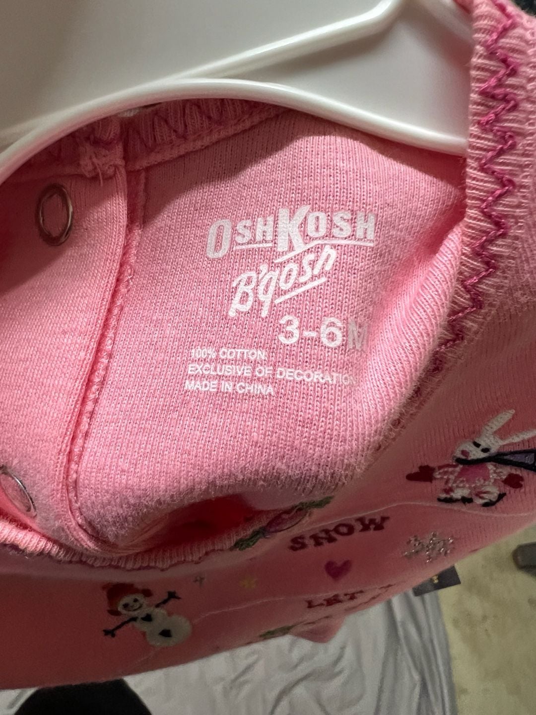 OshKosh B'Gosh Pink Let It Snow Long Sleeve Holiday Tee 3/6 months baby top 9