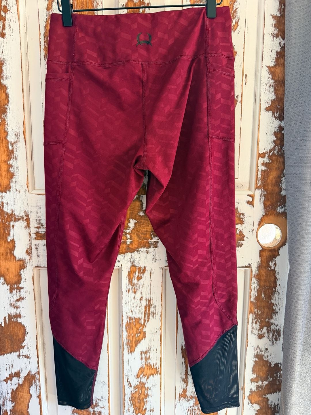 Cinch Women’s Active Leggings Size Medium Burgundy Geo Mesh Trim Equestrian 3