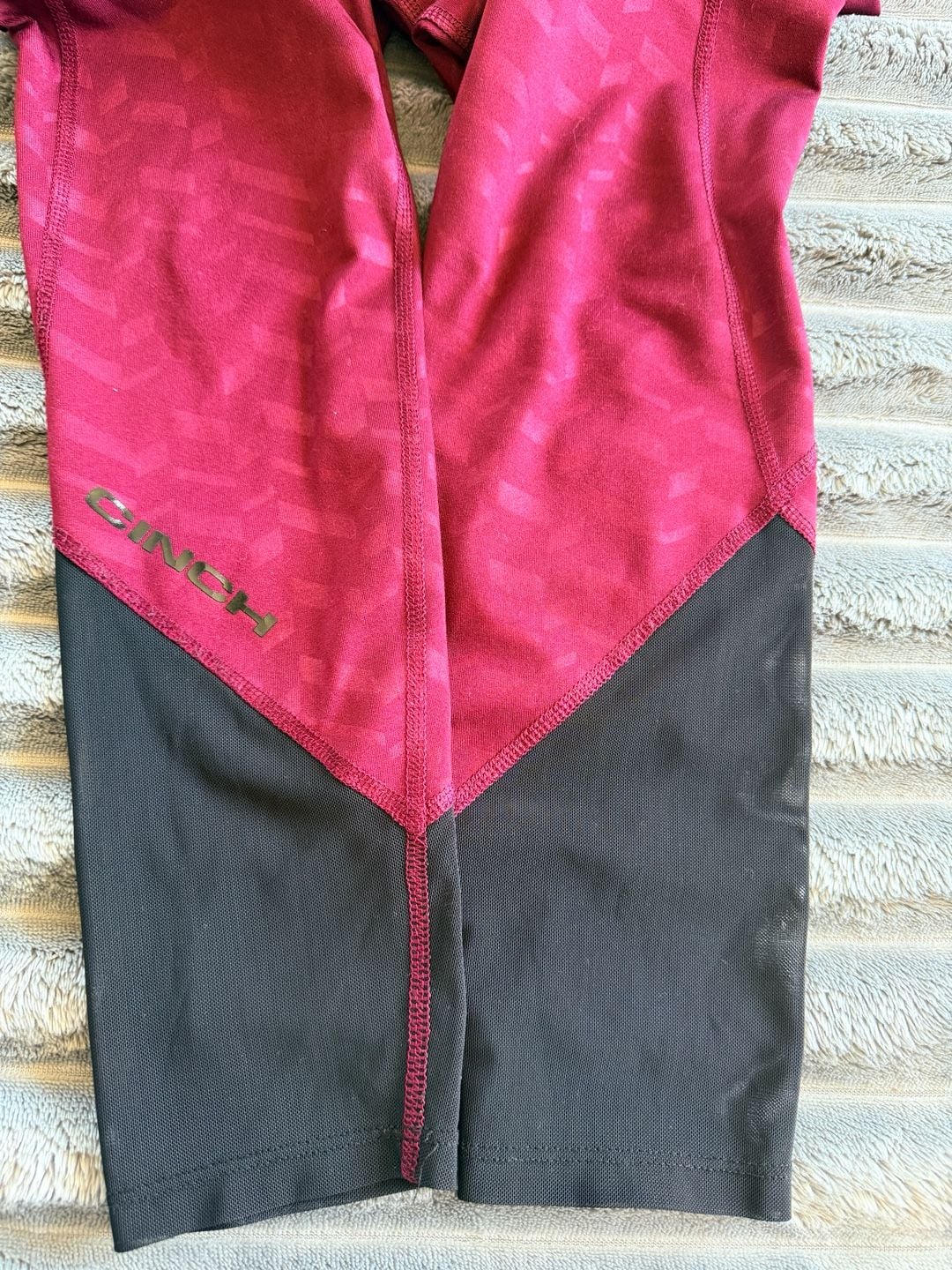 Cinch Women’s Active Leggings Size Medium Burgundy Geo Mesh Trim Equestrian 6
