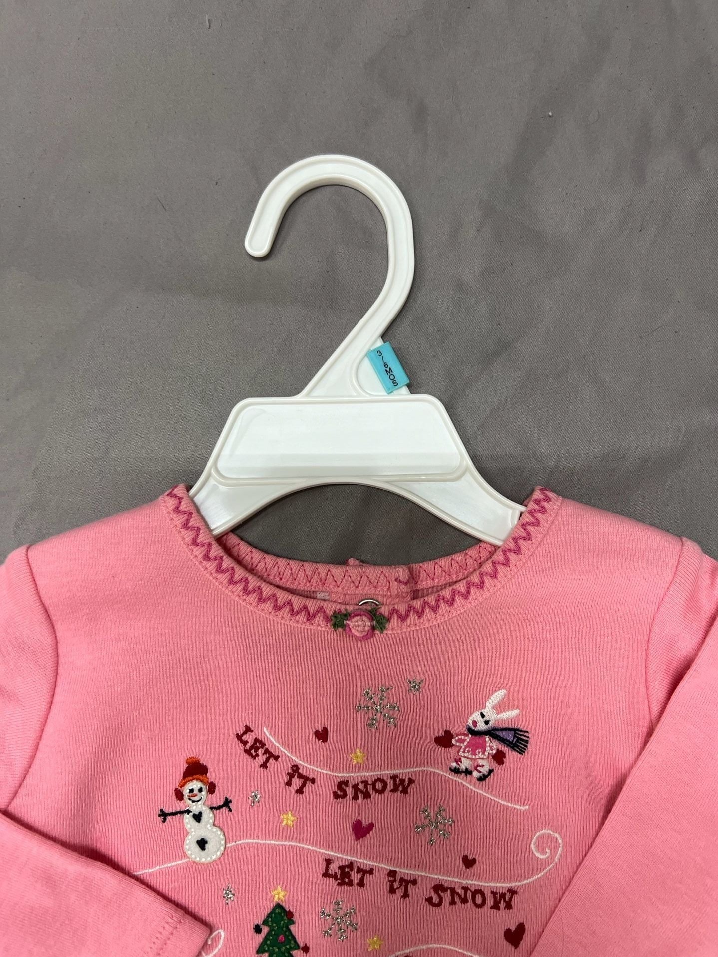 OshKosh B'Gosh Pink Let It Snow Long Sleeve Holiday Tee 3/6 months baby top 6