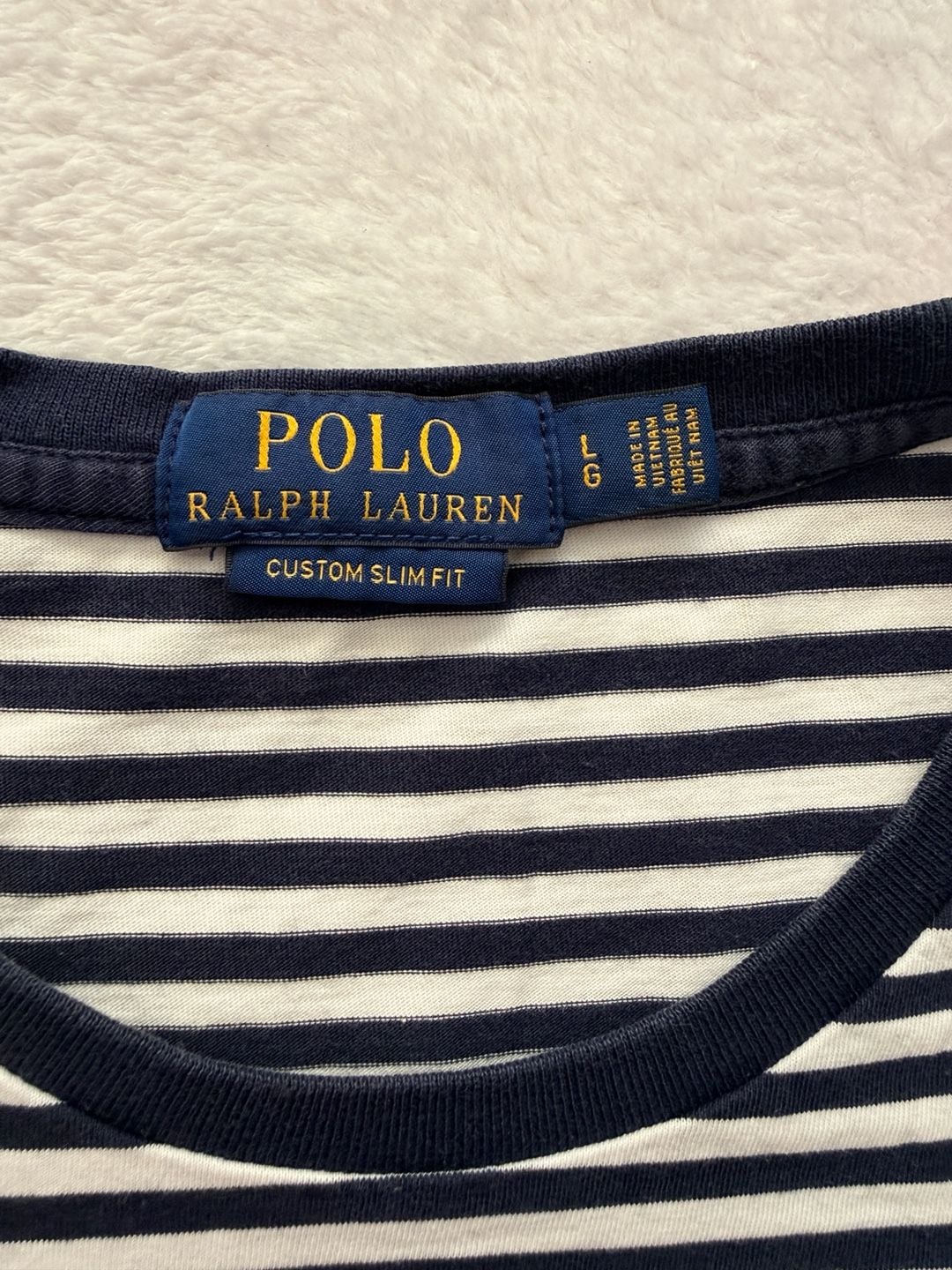 Polo Ralph Lauren Striped T-Shirt Size L Navy White Cotton 3