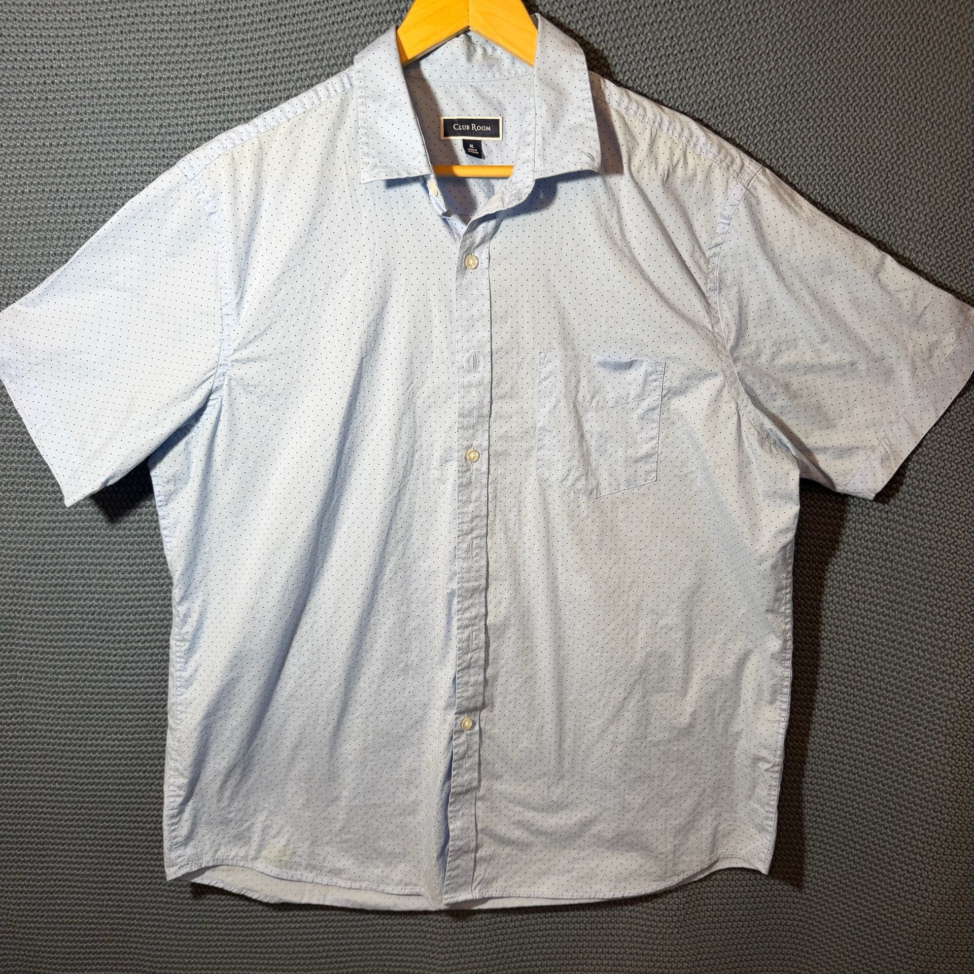 Club Room Short Sleeve Button Down Shirt Size XL Blue Polka Dot 2
