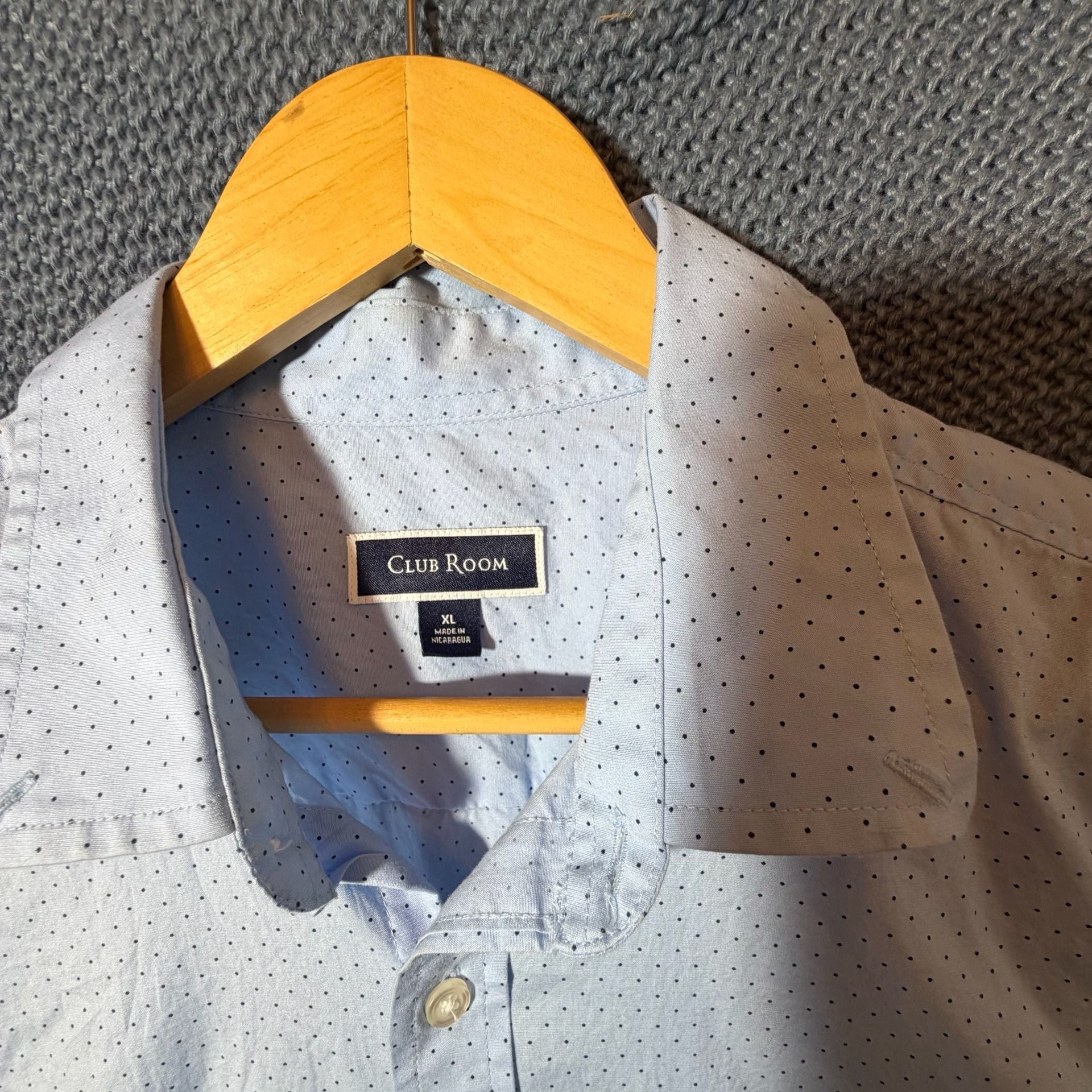 Club Room Short Sleeve Button Down Shirt Size XL Blue Polka Dot 3