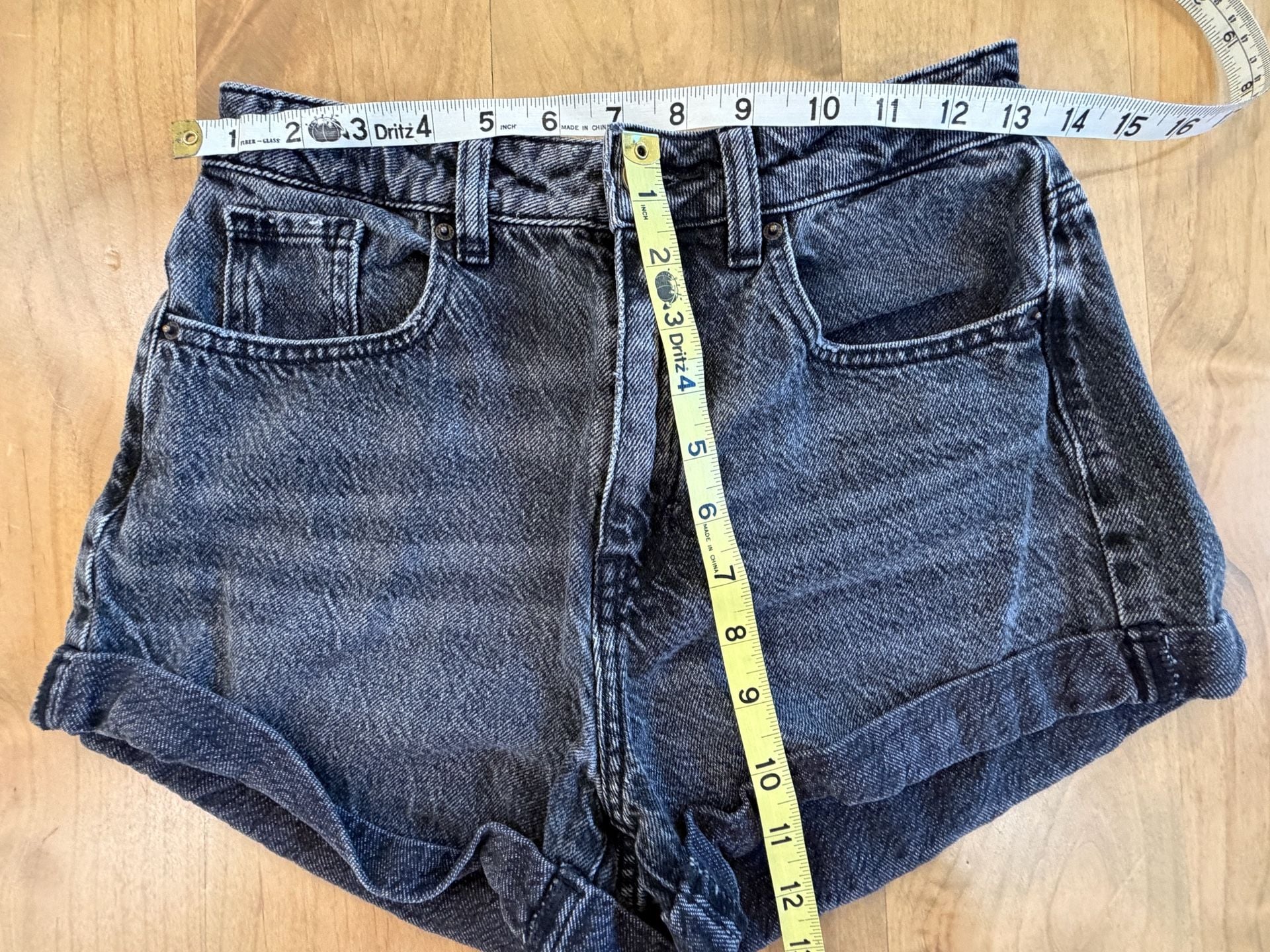 PacSun Denim Shorts Size 25 Black Rolled Cuff 3