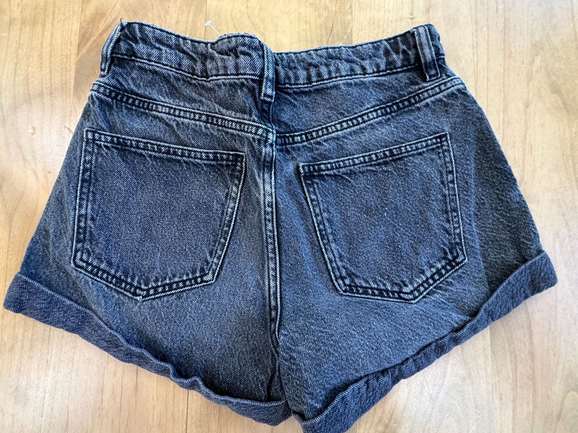 PacSun Denim Shorts Size 25 Black Rolled Cuff 4