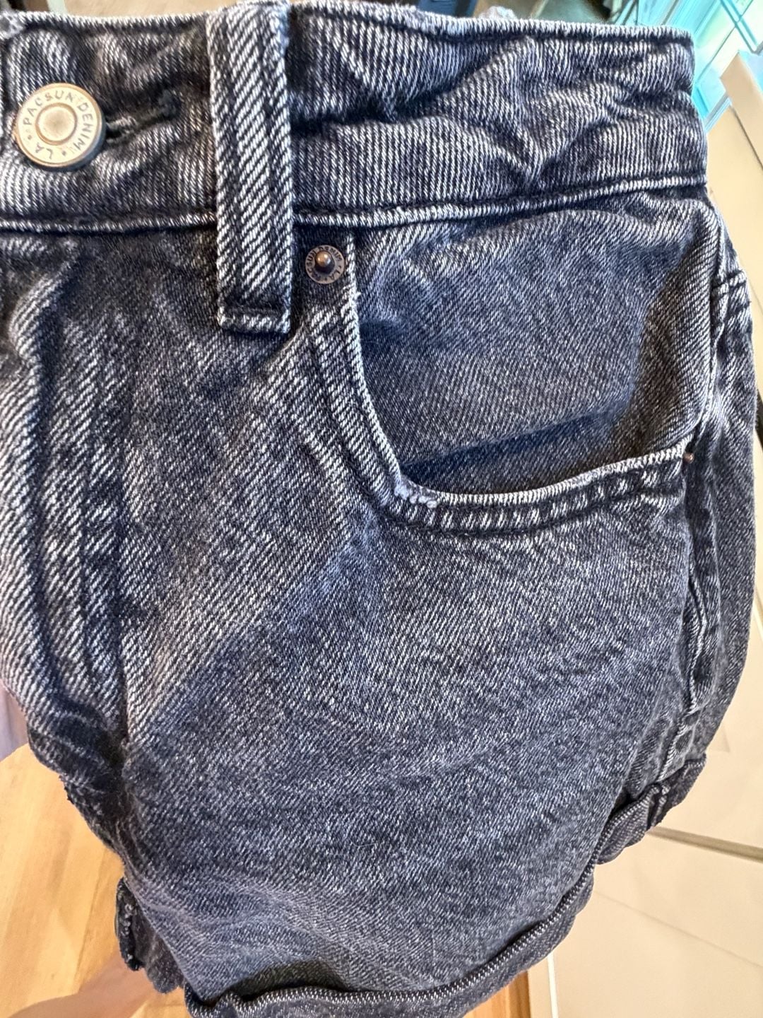 PacSun Denim Shorts Size 25 Black Rolled Cuff 9