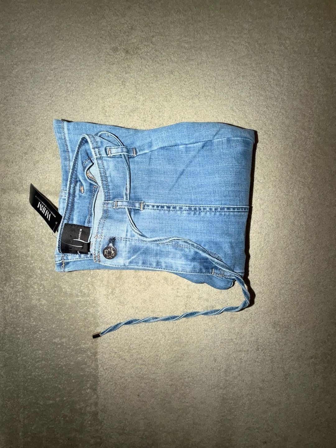 White House Black Market Belted Skinny Flare Jeans Size 00 Blue Denim 13